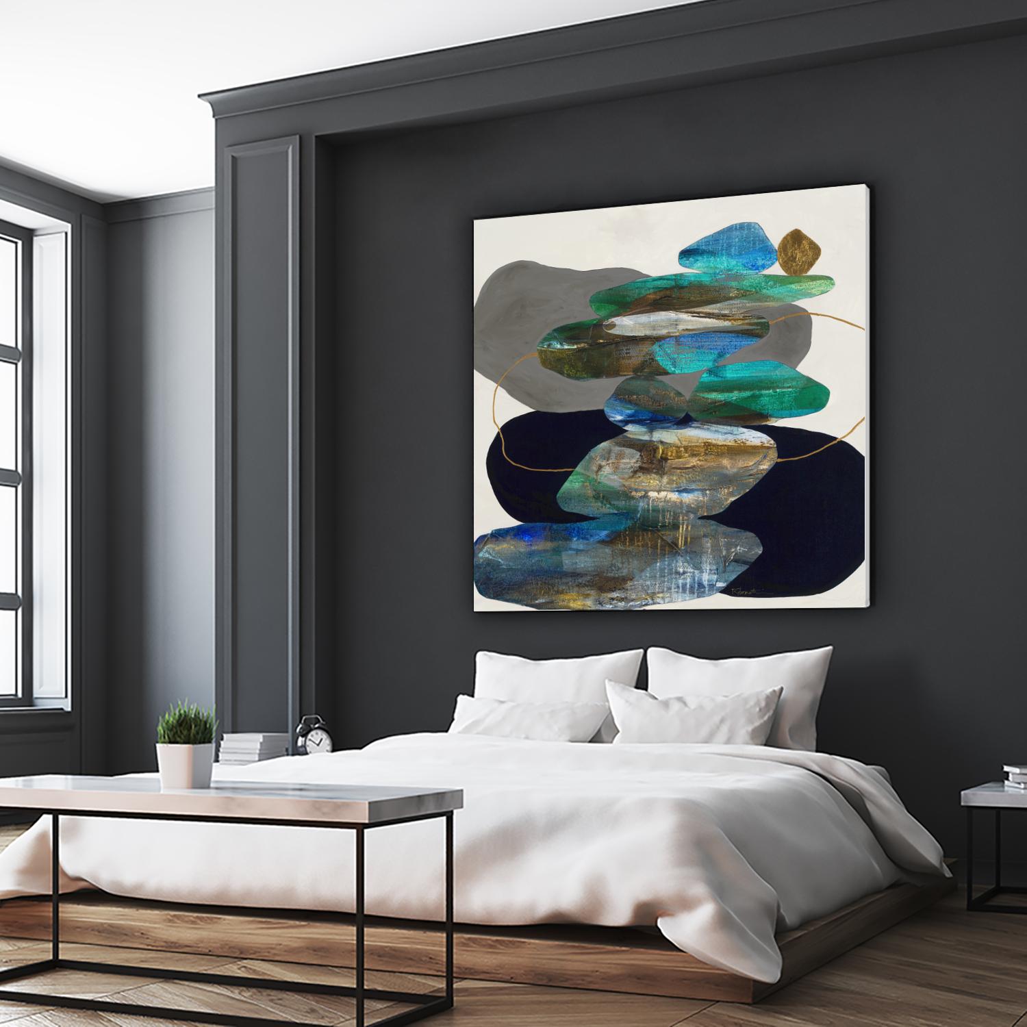 More Cairns by Ruth Fromstein on GIANT ART - blues organic shapes