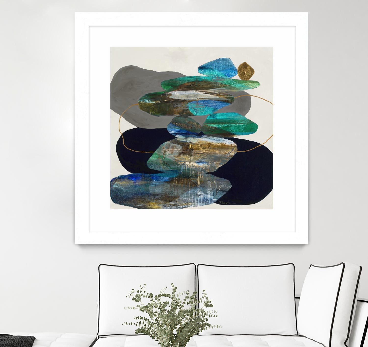 More Cairns by Ruth Fromstein on GIANT ART - blues organic shapes