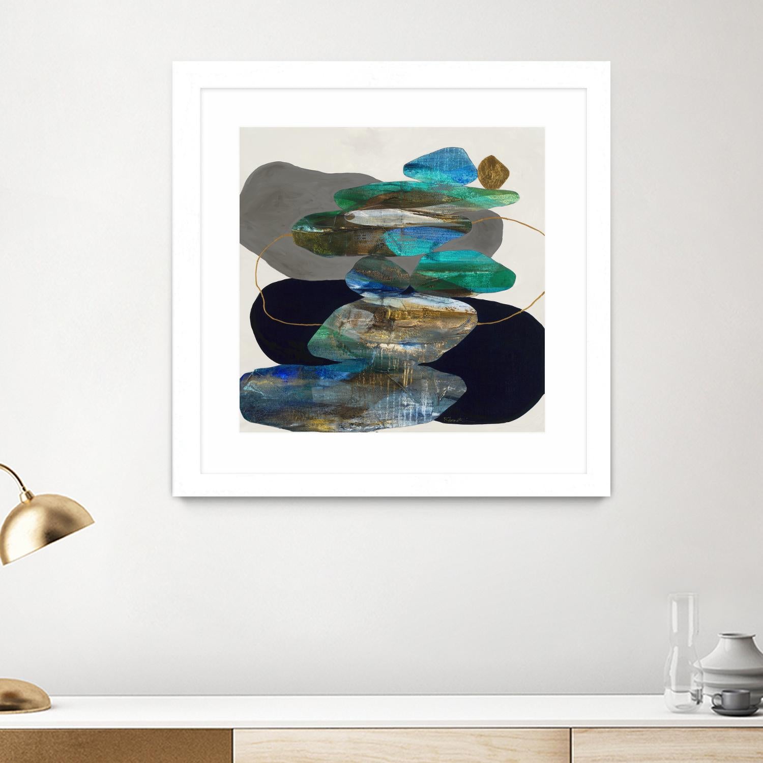 More Cairns by Ruth Fromstein on GIANT ART - blues organic shapes