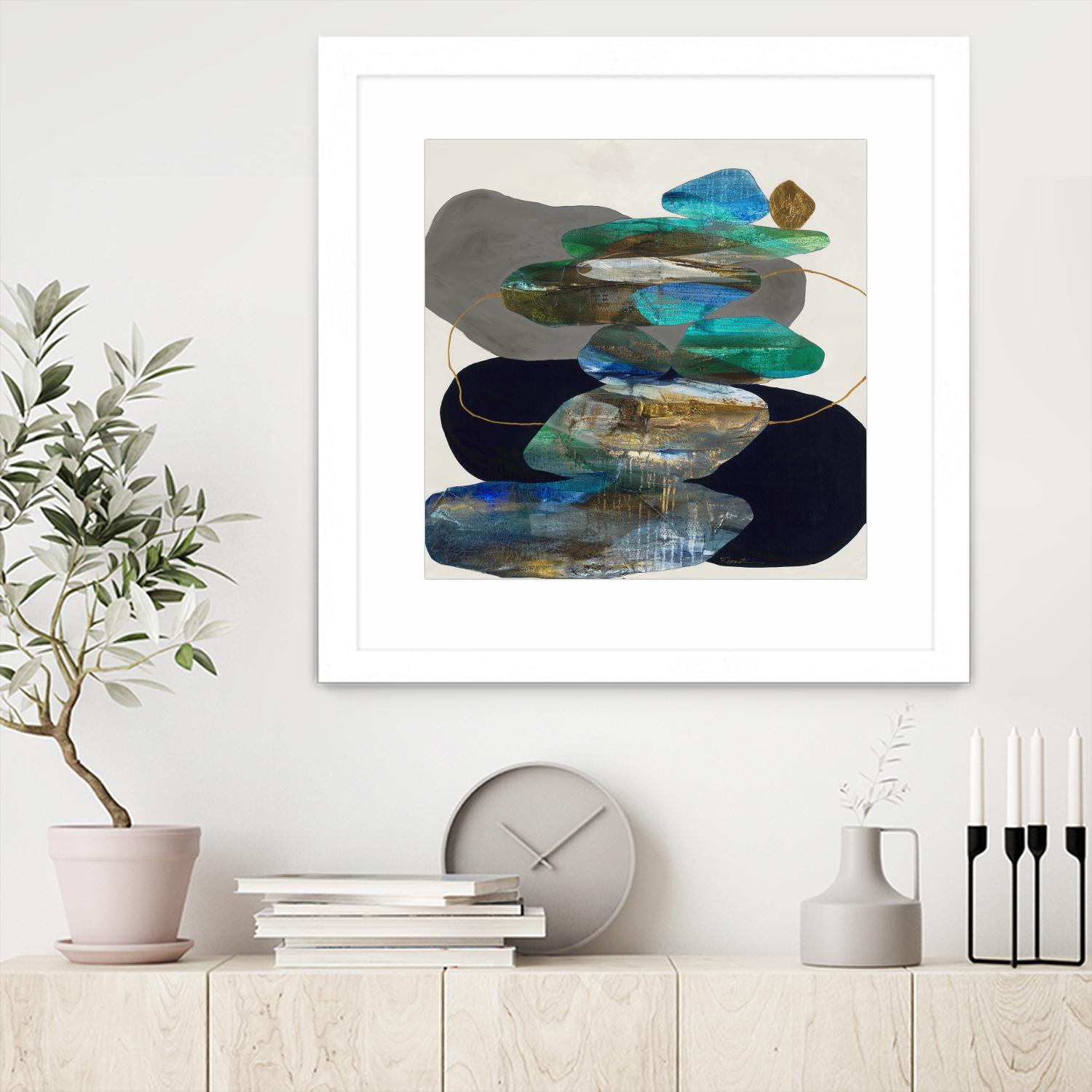 More Cairns by Ruth Fromstein on GIANT ART - blues organic shapes