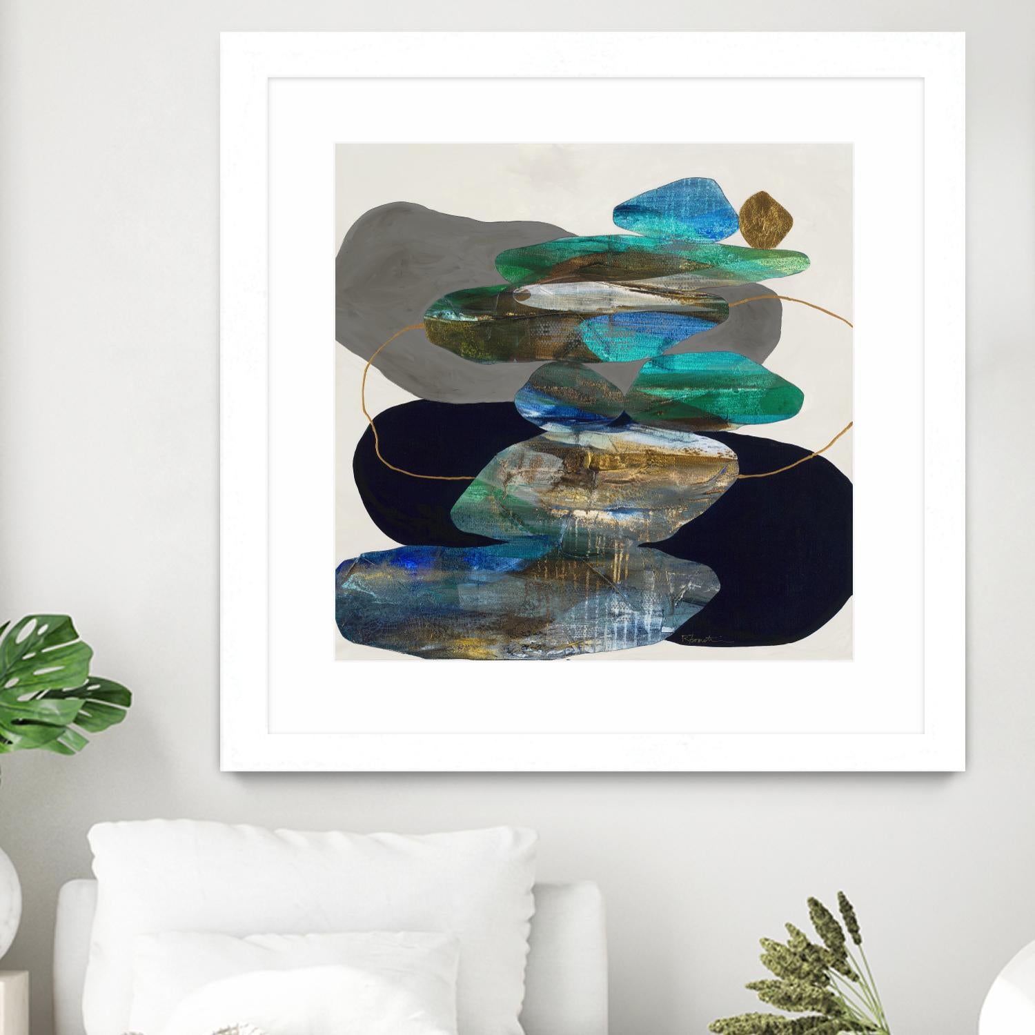 More Cairns by Ruth Fromstein on GIANT ART - blues organic shapes