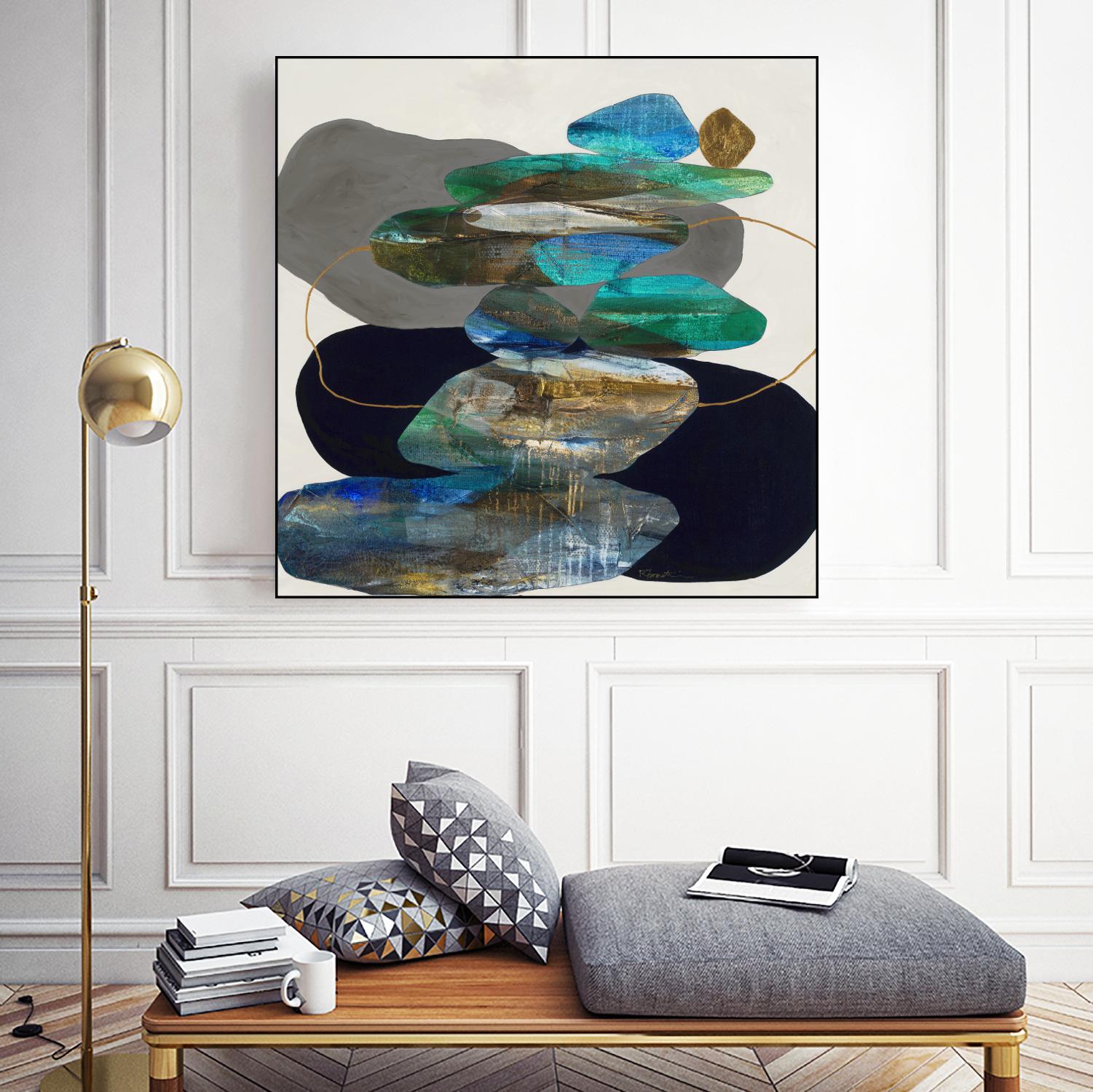 More Cairns by Ruth Fromstein on GIANT ART - blues organic shapes