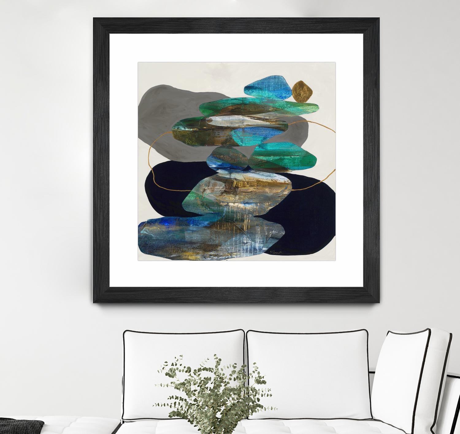 More Cairns by Ruth Fromstein on GIANT ART - blues organic shapes