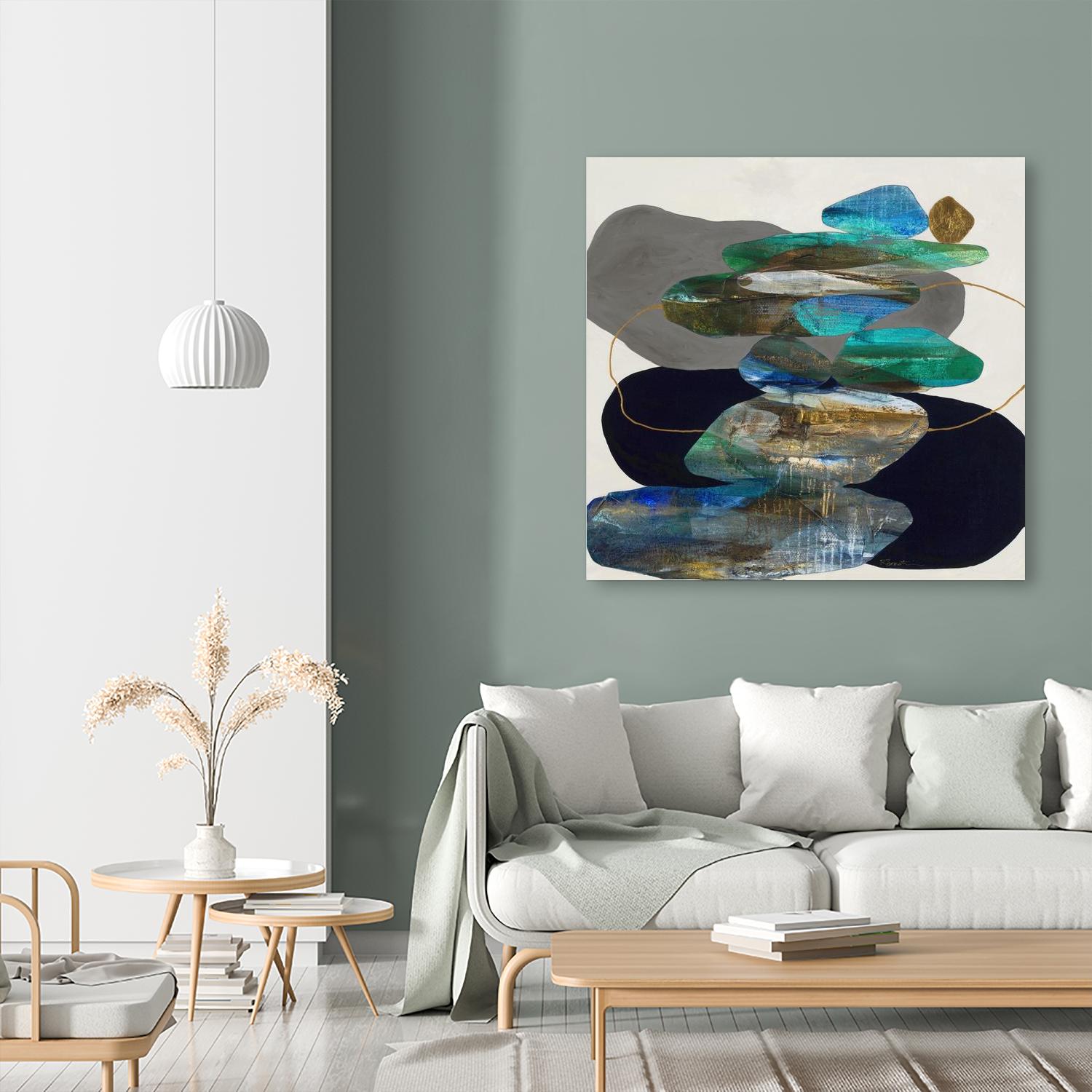 More Cairns by Ruth Fromstein on GIANT ART - blues organic shapes