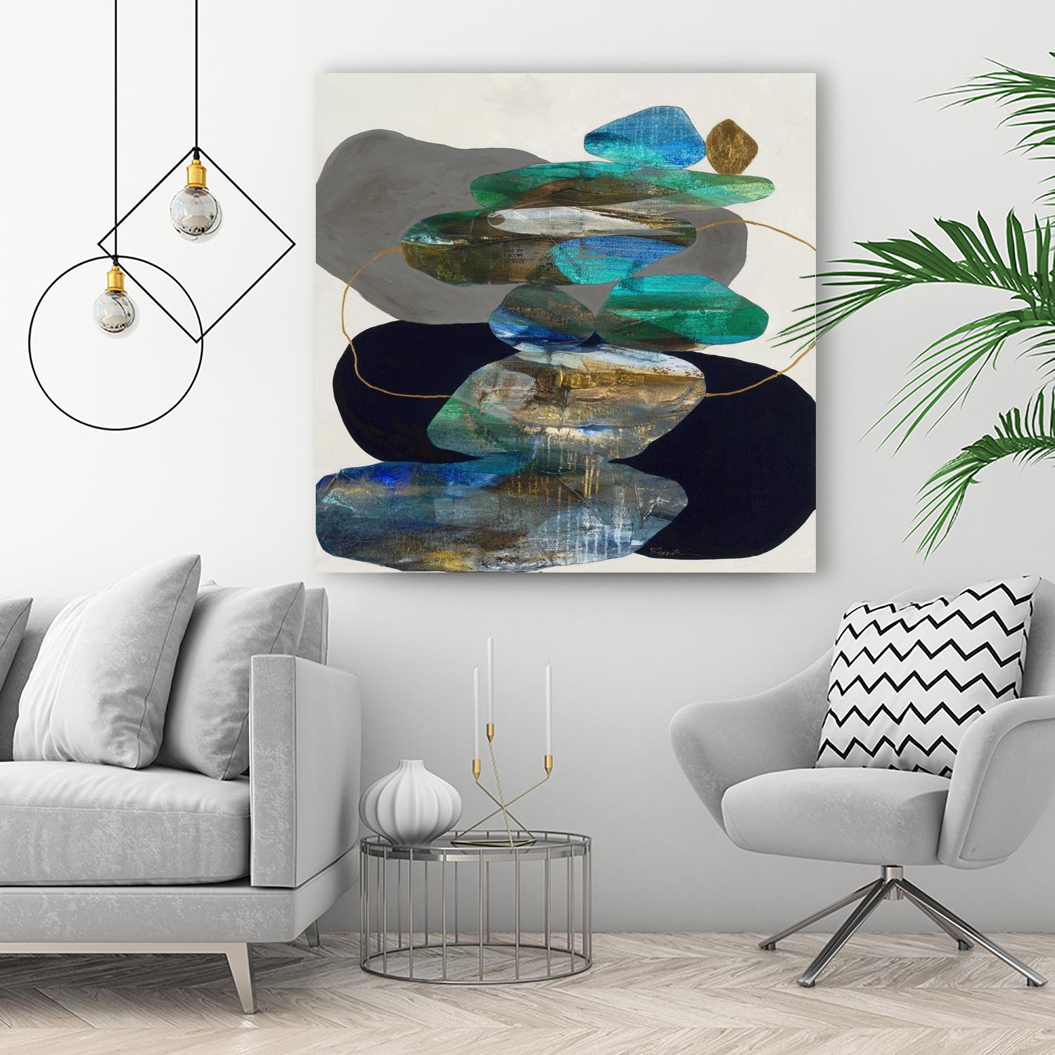 More Cairns by Ruth Fromstein on GIANT ART - blues organic shapes