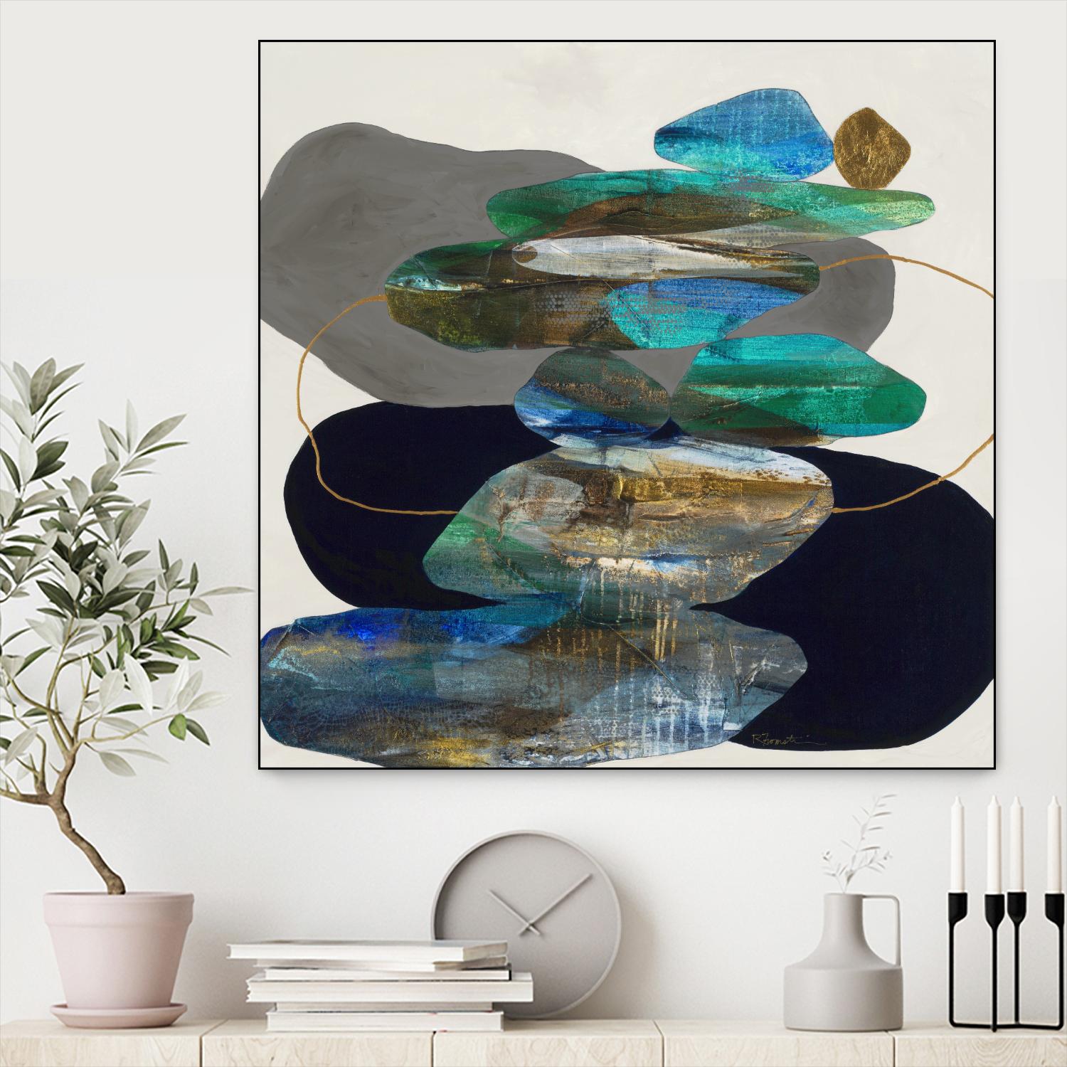 More Cairns by Ruth Fromstein on GIANT ART - blues organic shapes