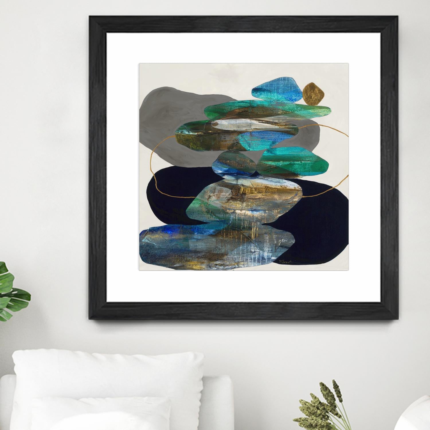 More Cairns by Ruth Fromstein on GIANT ART - blues organic shapes