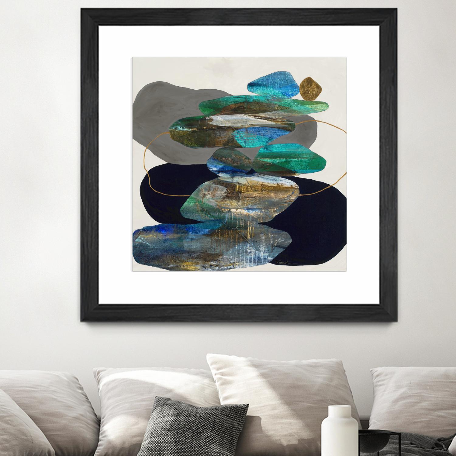 More Cairns by Ruth Fromstein on GIANT ART - blues organic shapes