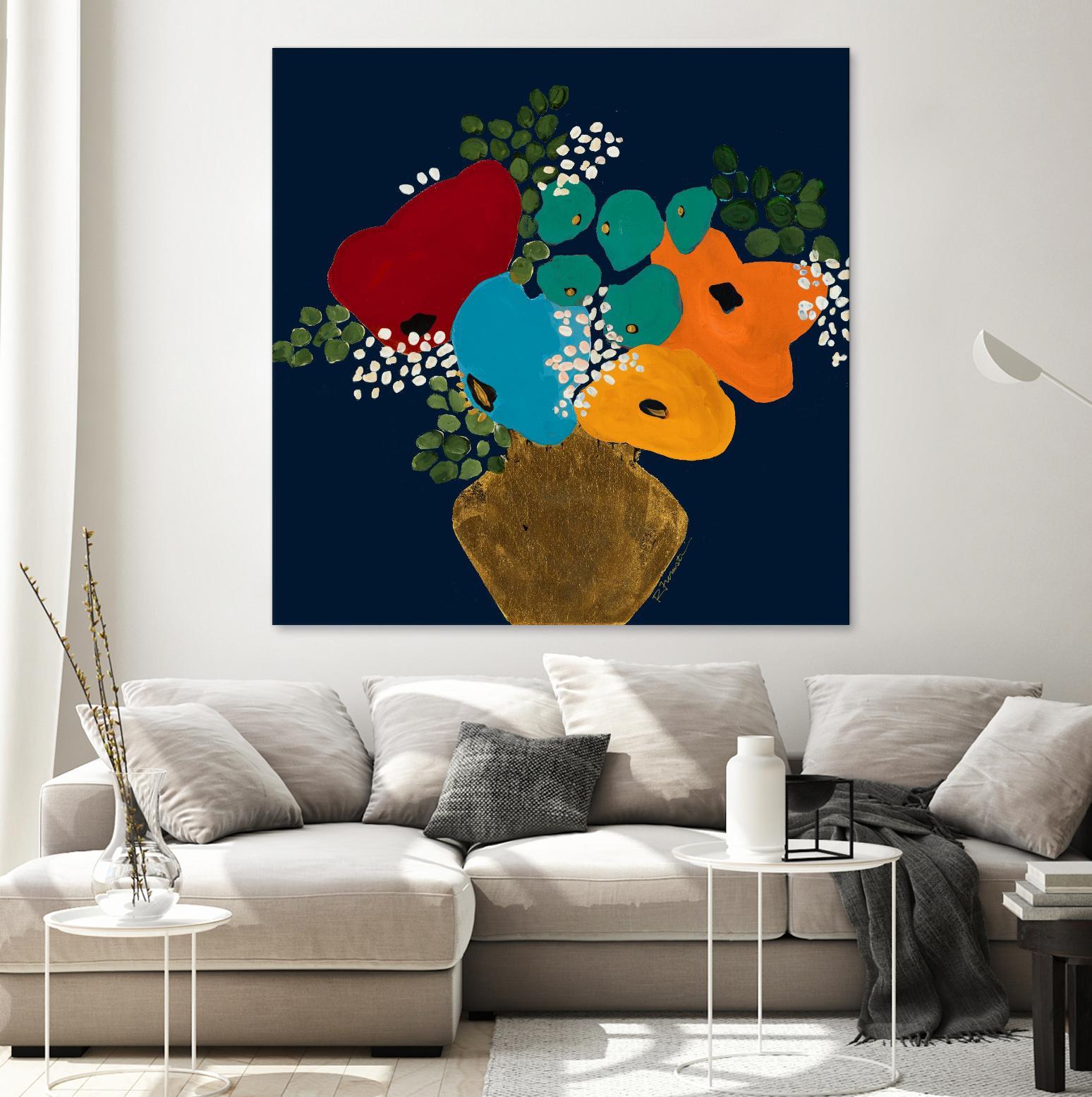 You Are On My Mind V1 by Ruth Fromstein on GIANT ART - blues botanical bouquet