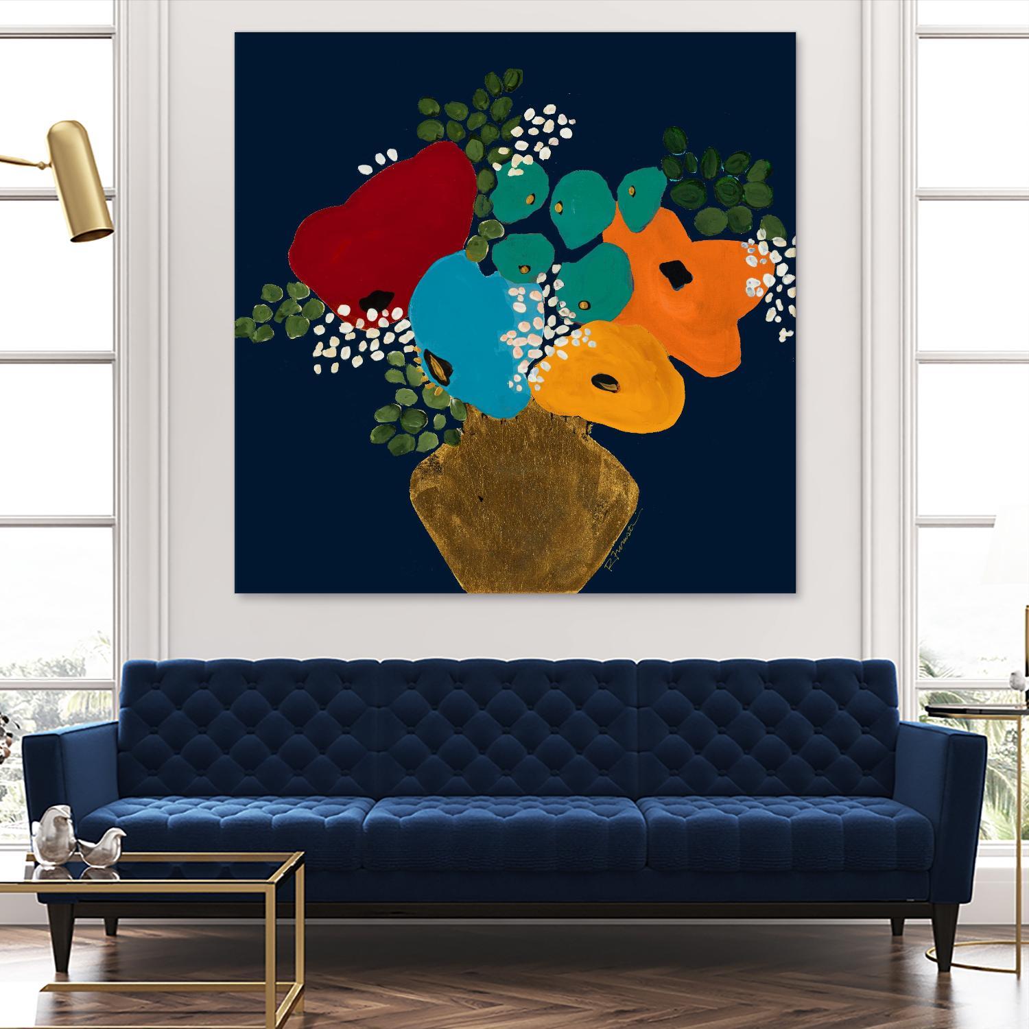 You Are On My Mind V1 by Ruth Fromstein on GIANT ART - blues botanical bouquet