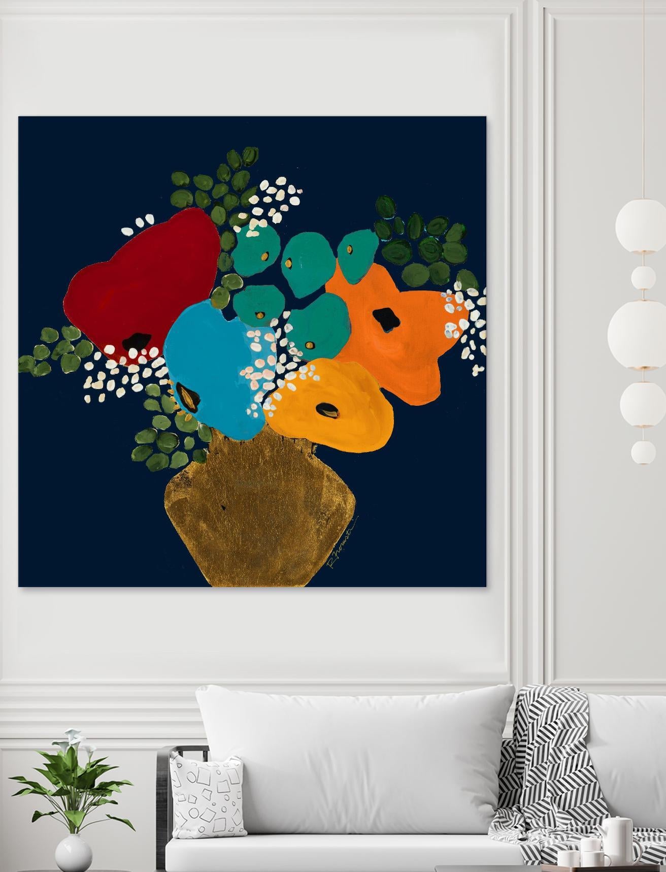 You Are On My Mind V1 by Ruth Fromstein on GIANT ART - blues botanical bouquet