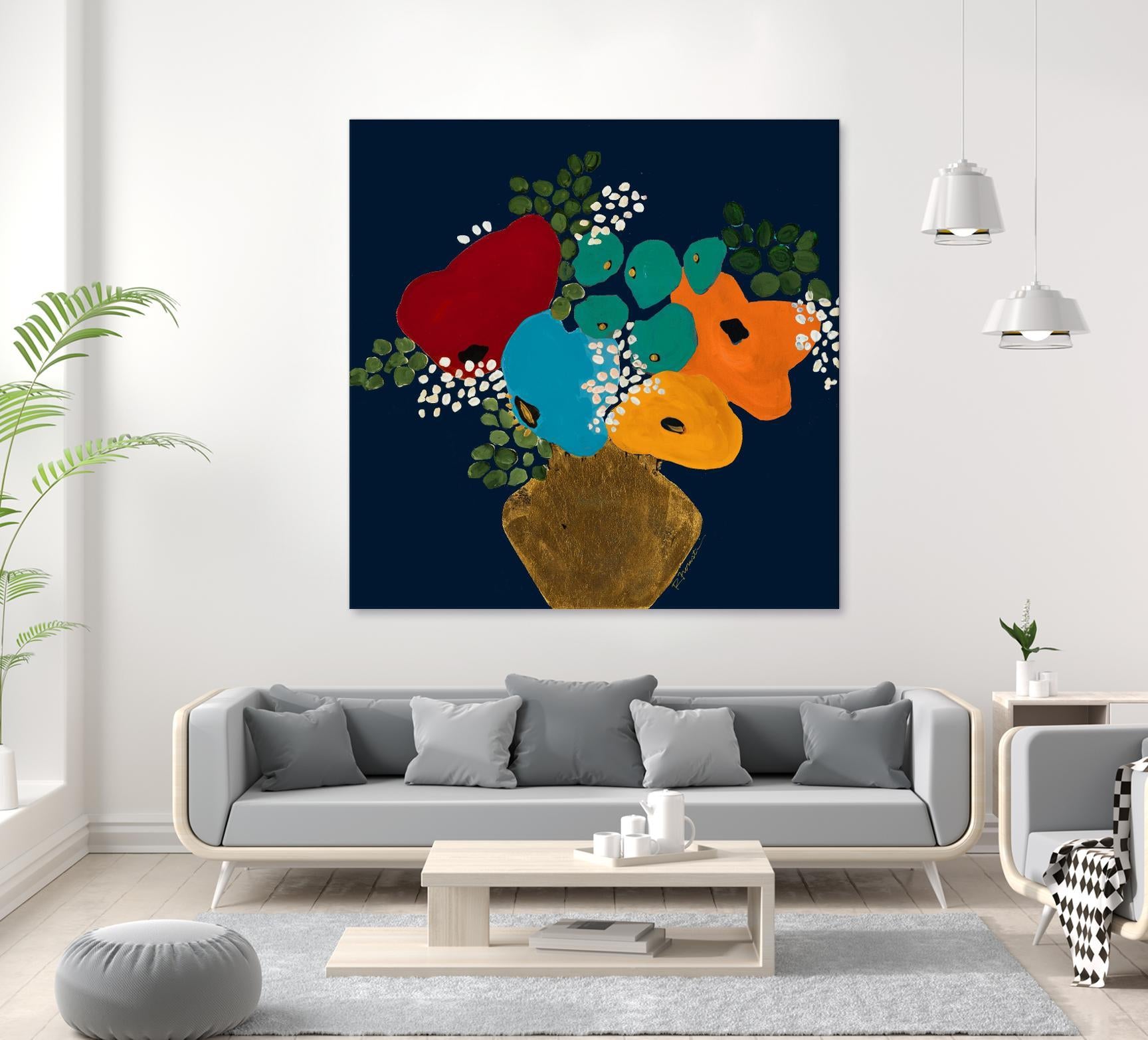 You Are On My Mind V1 by Ruth Fromstein on GIANT ART - blues botanical bouquet