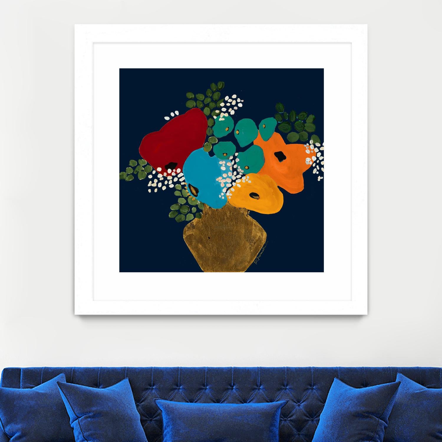 You Are On My Mind V1 by Ruth Fromstein on GIANT ART - blues botanical bouquet