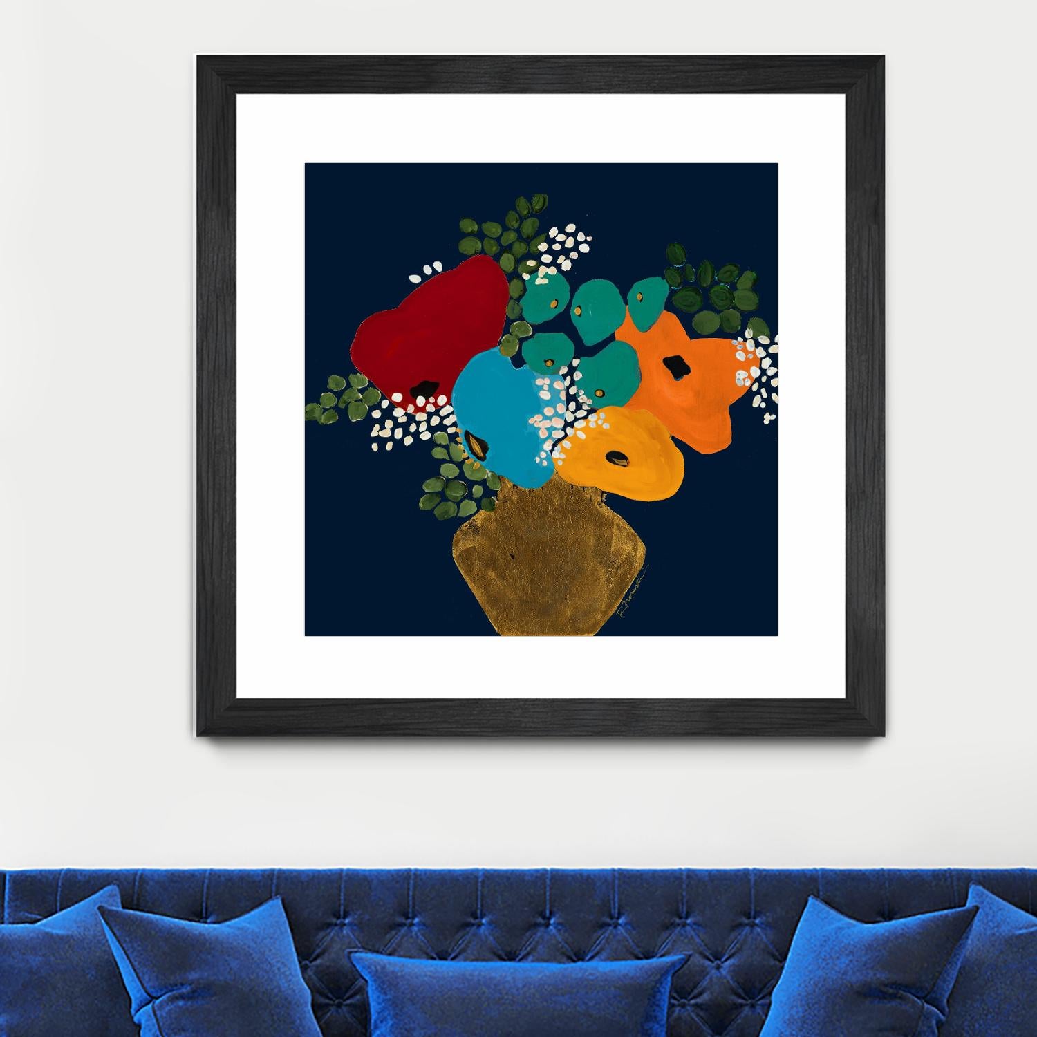 You Are On My Mind V1 by Ruth Fromstein on GIANT ART - blues botanical bouquet
