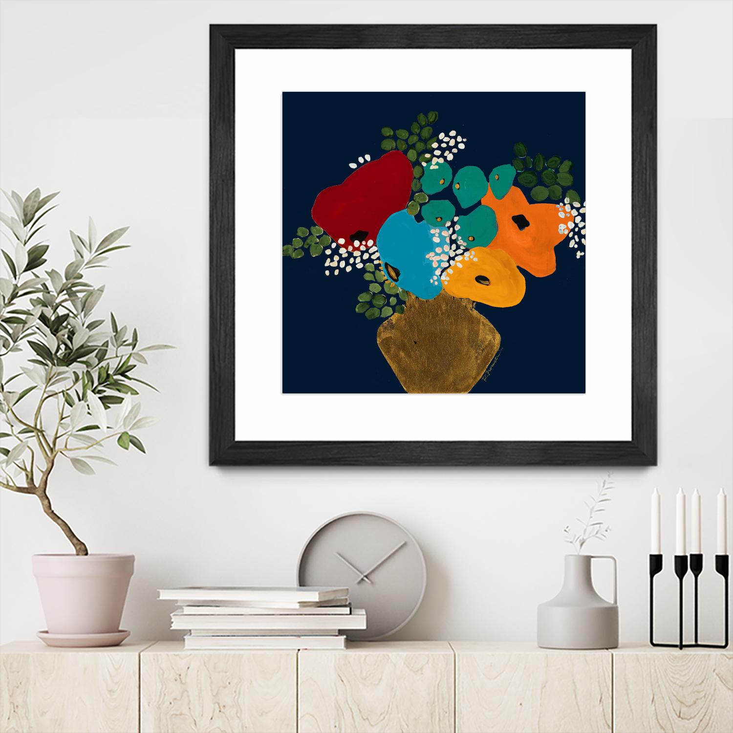 You Are On My Mind V1 by Ruth Fromstein on GIANT ART - blues botanical bouquet