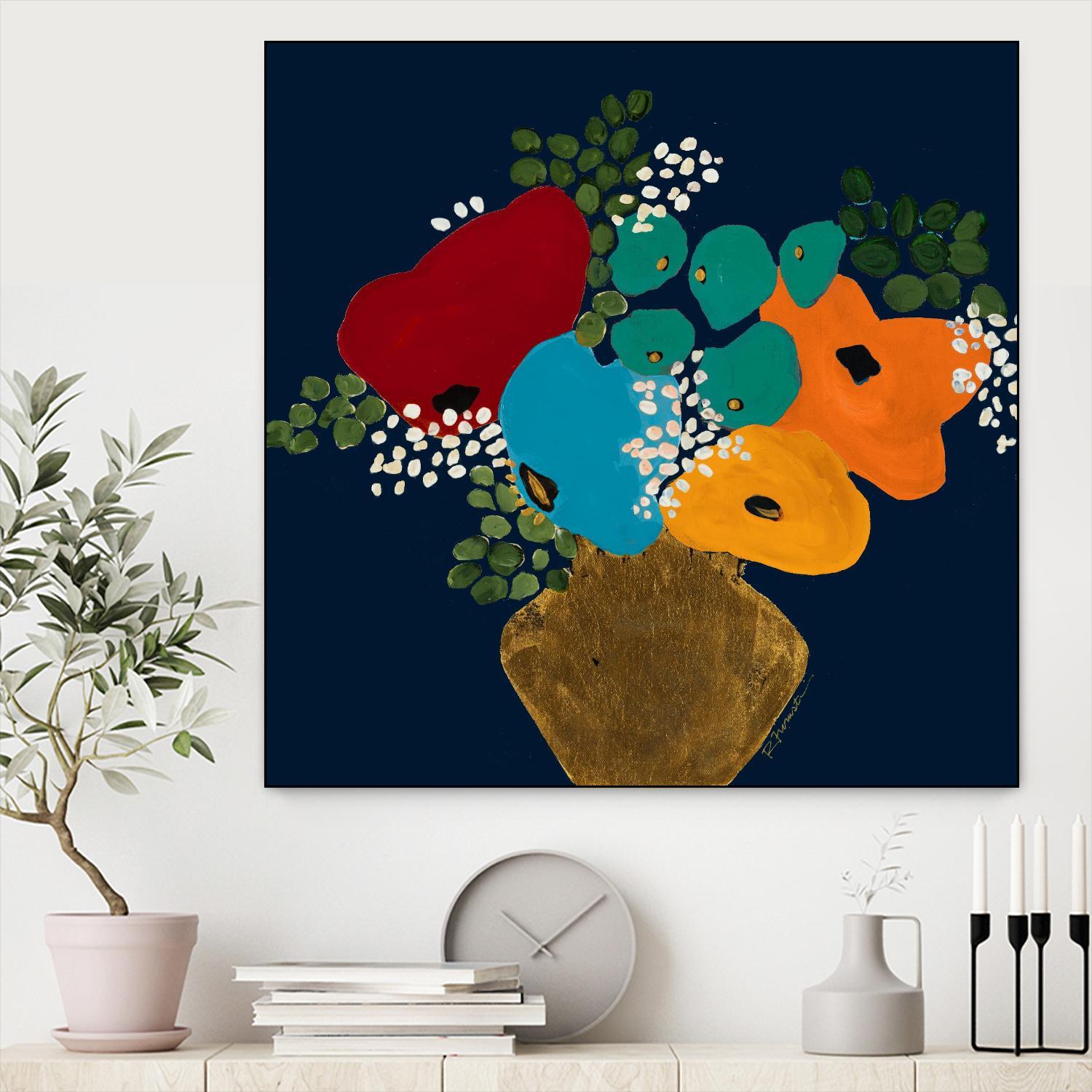 You Are On My Mind V1 by Ruth Fromstein on GIANT ART - blues botanical bouquet