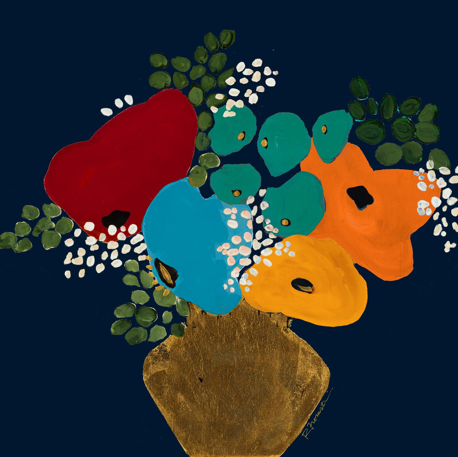 You Are On My Mind V1 by Ruth Fromstein on GIANT ART - blues botanical bouquet