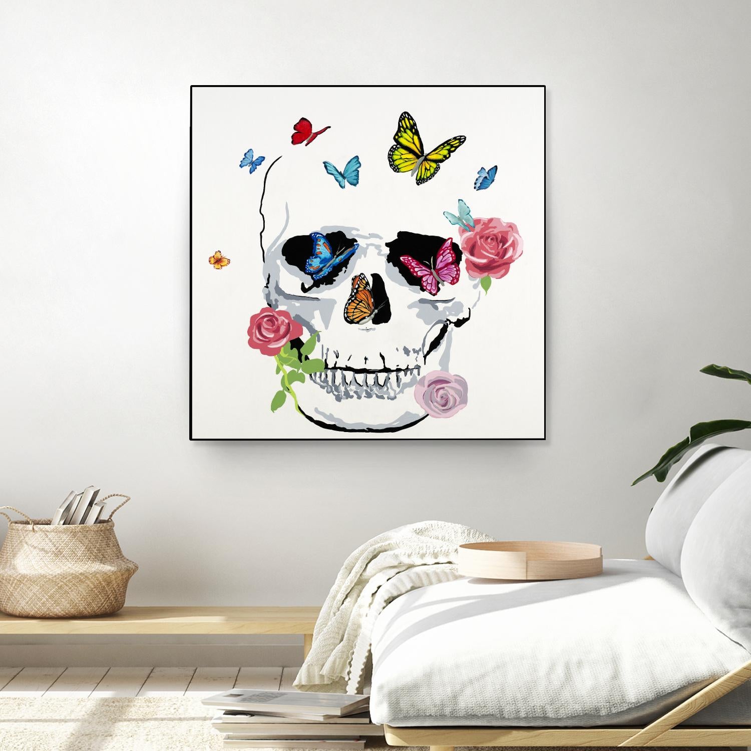 Butterfly Flower Skull by Randy Hibberd on GIANT ART - pink contemporary