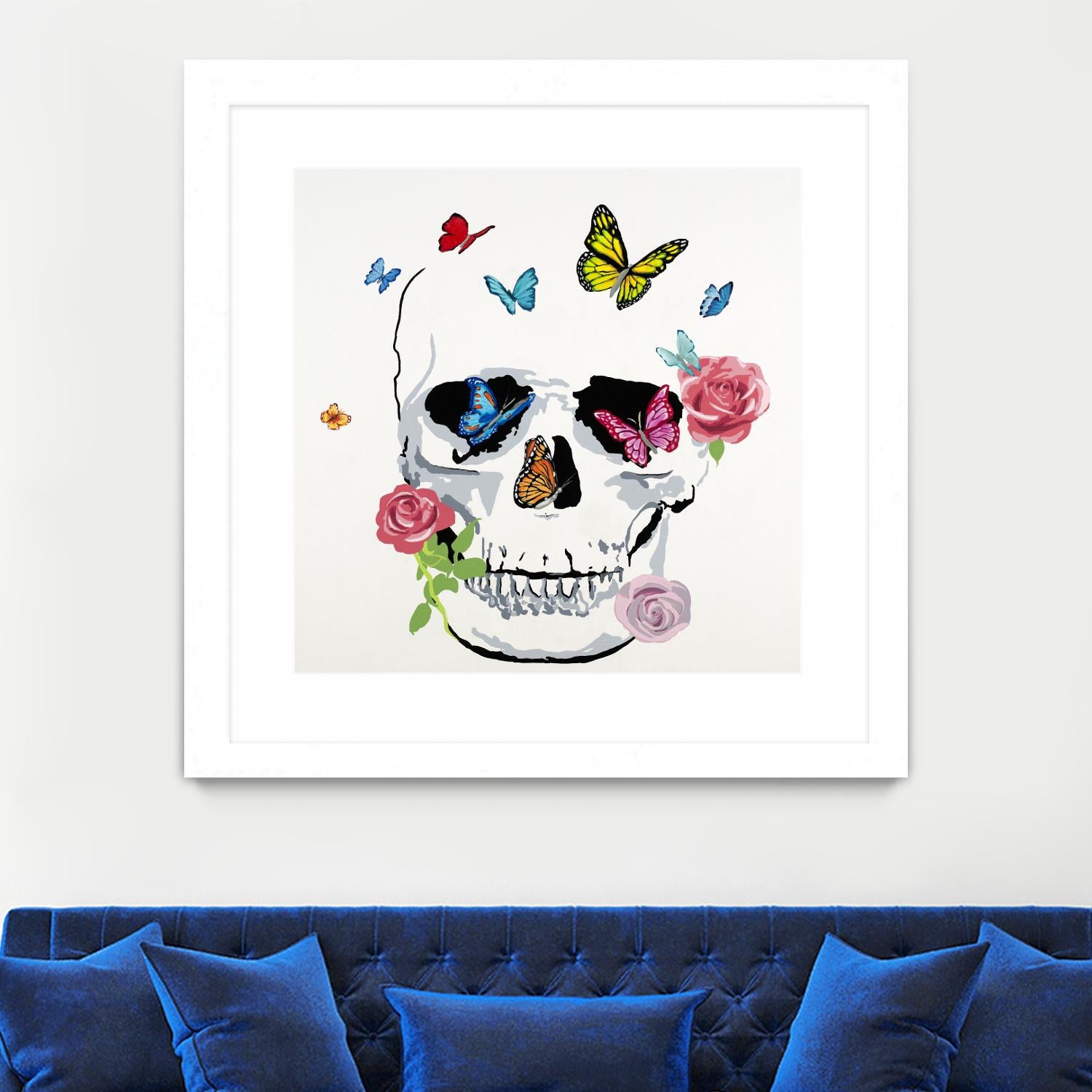 Butterfly Flower Skull by Randy Hibberd on GIANT ART - pink contemporary