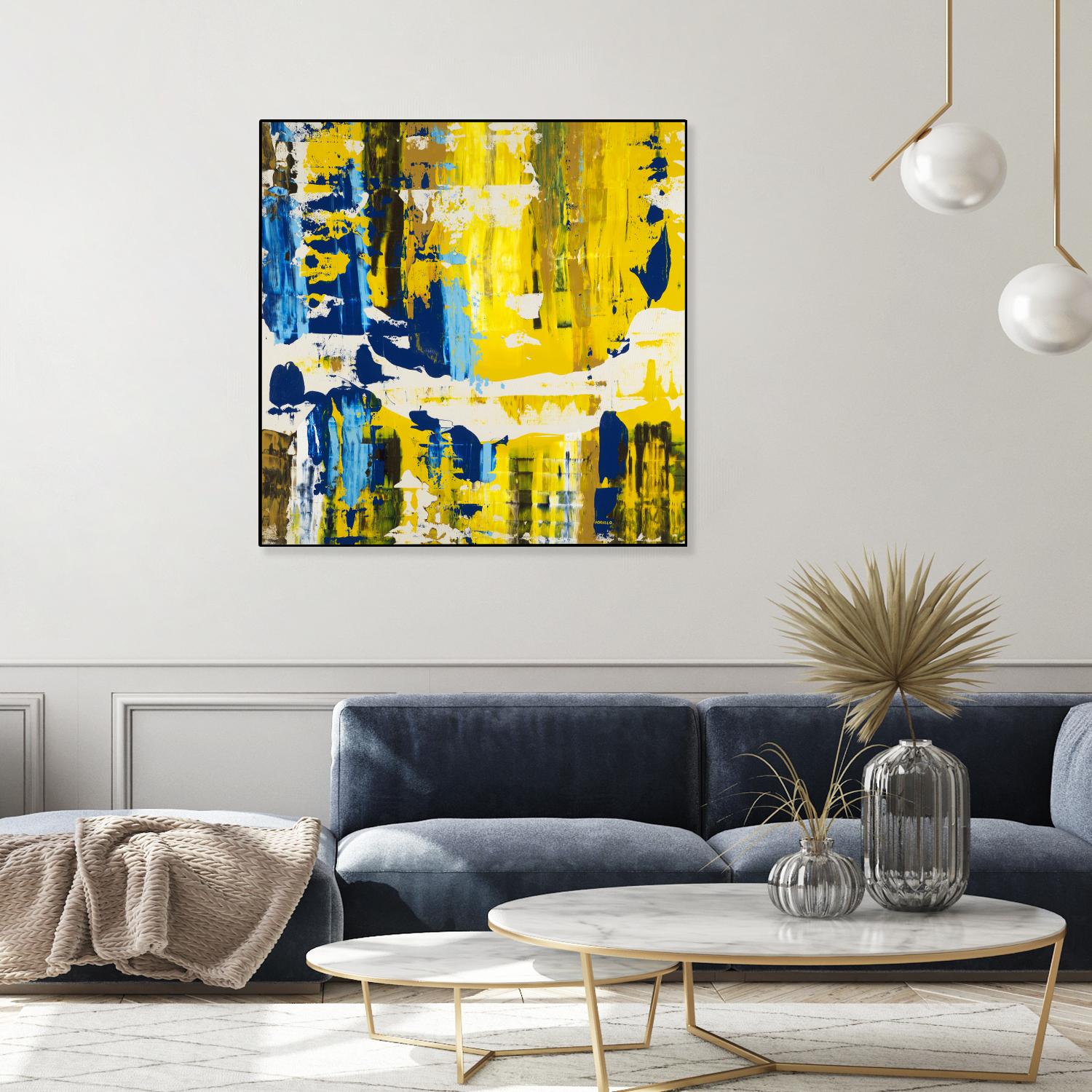Old Yeller With Blue Velocity by Jeff Iorillo on GIANT ART - blue abstract