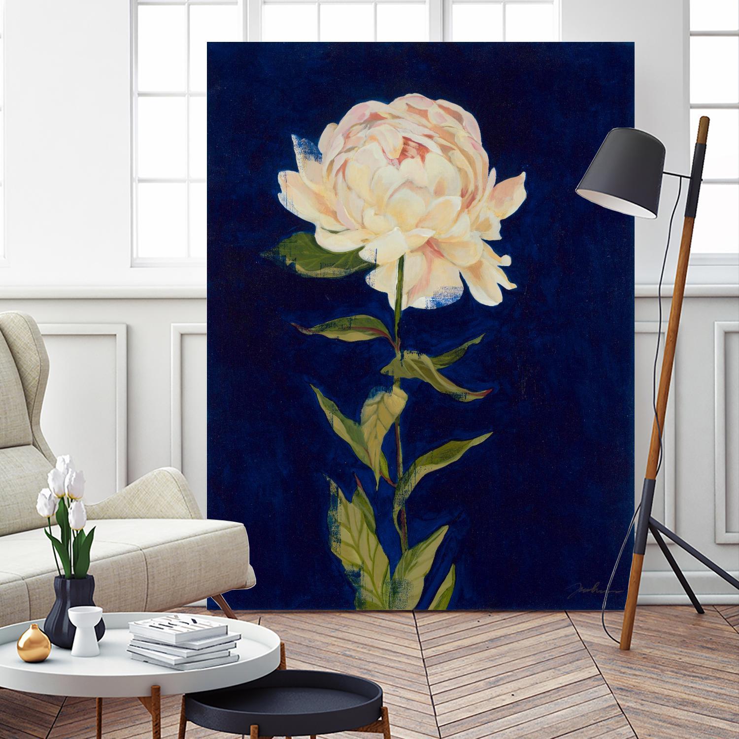 Pretty As A Peony I by Liz Jardine on GIANT ART - blues botanical peony