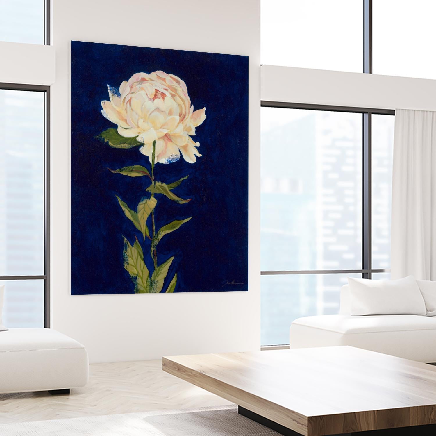 Pretty As A Peony I by Liz Jardine on GIANT ART - blues botanical peony