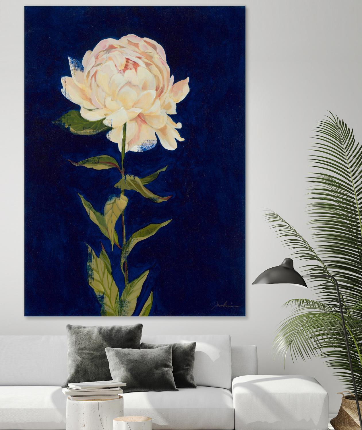 Pretty As A Peony I by Liz Jardine on GIANT ART - blues botanical peony