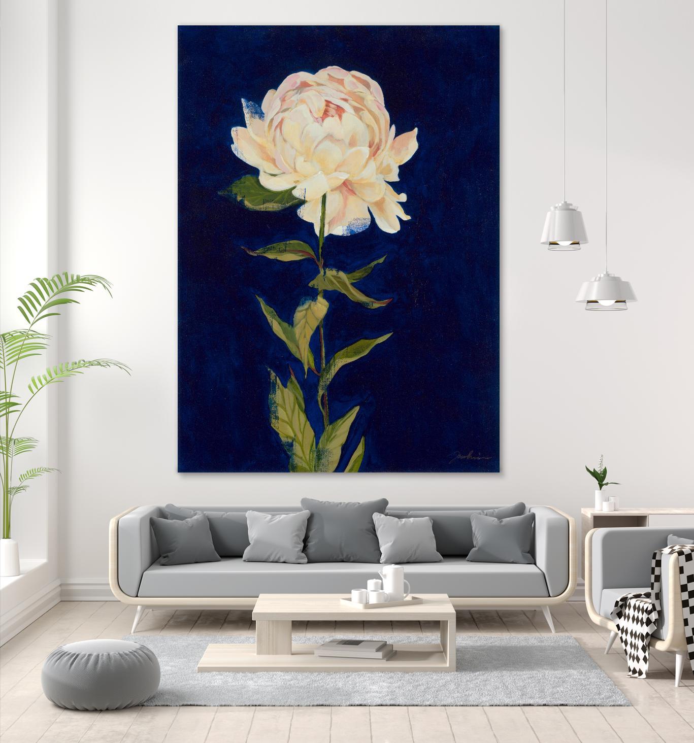 Pretty As A Peony I by Liz Jardine on GIANT ART - blues botanical peony