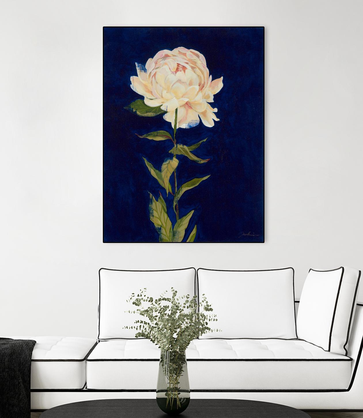 Pretty As A Peony I by Liz Jardine on GIANT ART - blues botanical peony