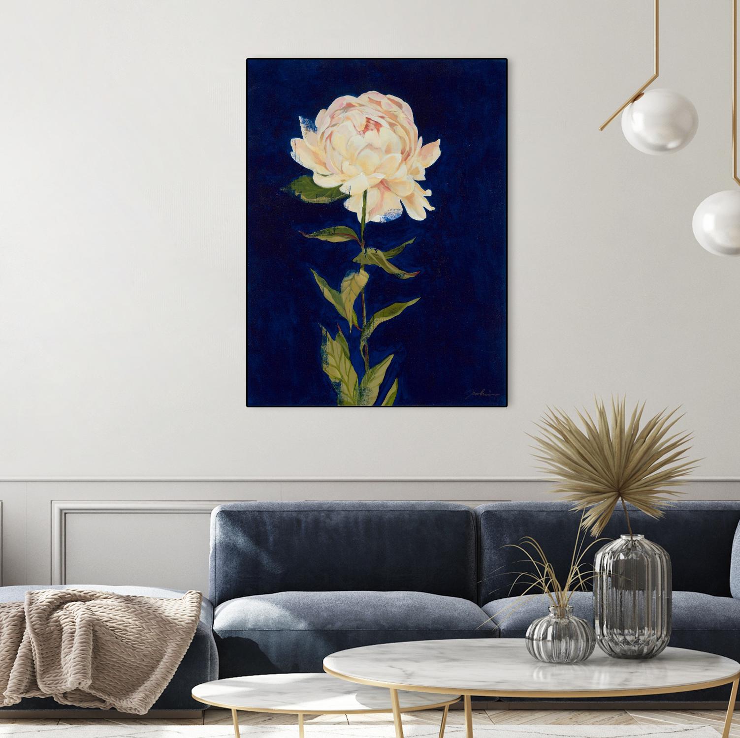 Pretty As A Peony I by Liz Jardine on GIANT ART - blues botanical peony