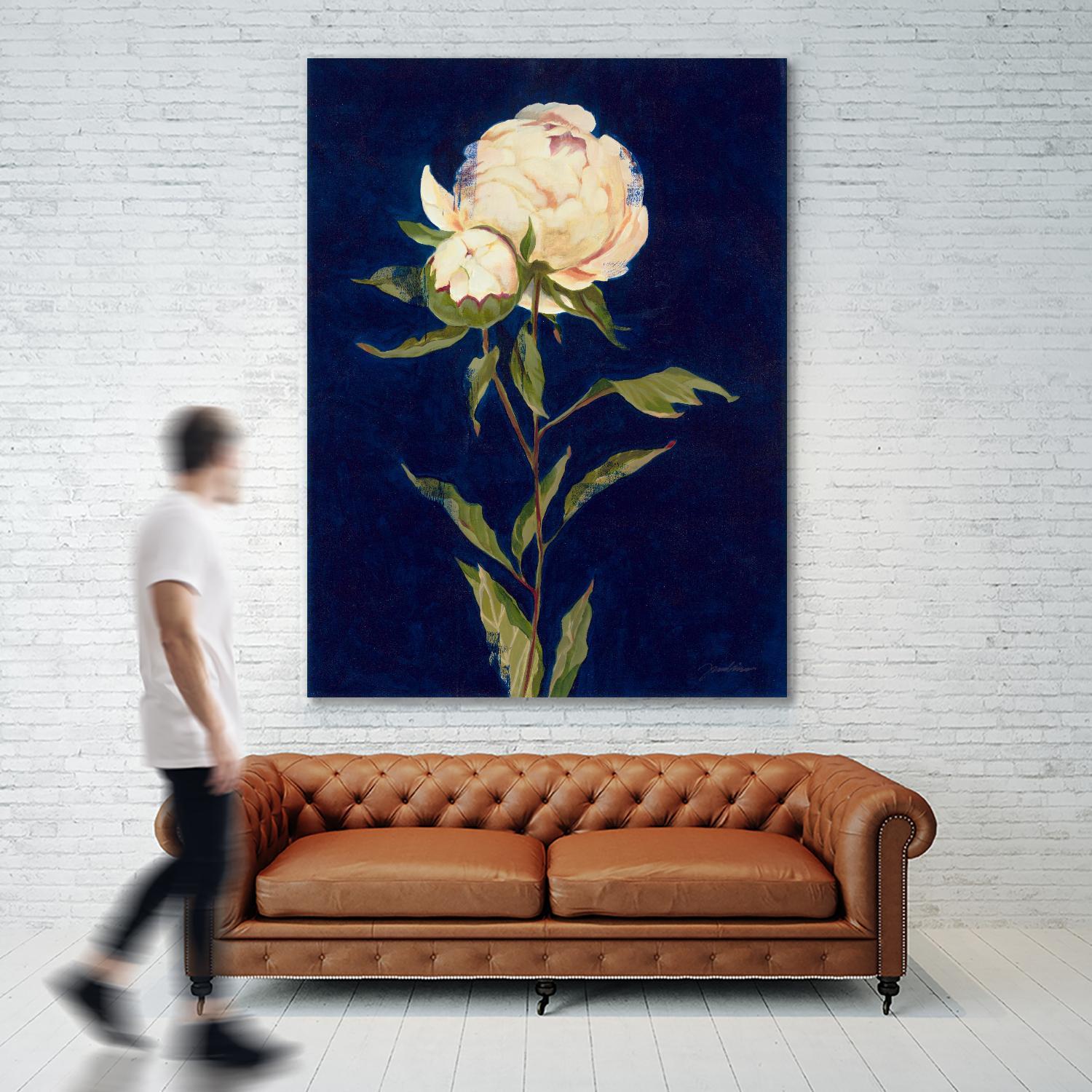 Pretty As A Peony II by Liz Jardine on GIANT ART - blues botanical peony