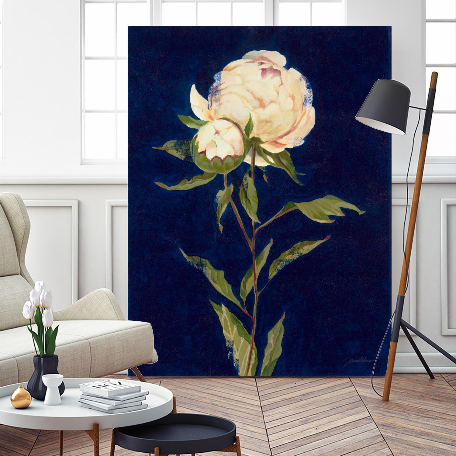 Pretty As A Peony II by Liz Jardine on GIANT ART - blues botanical peony