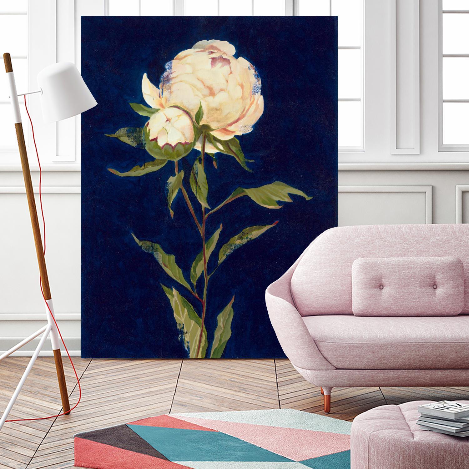 Pretty As A Peony II by Liz Jardine on GIANT ART - blues botanical peony
