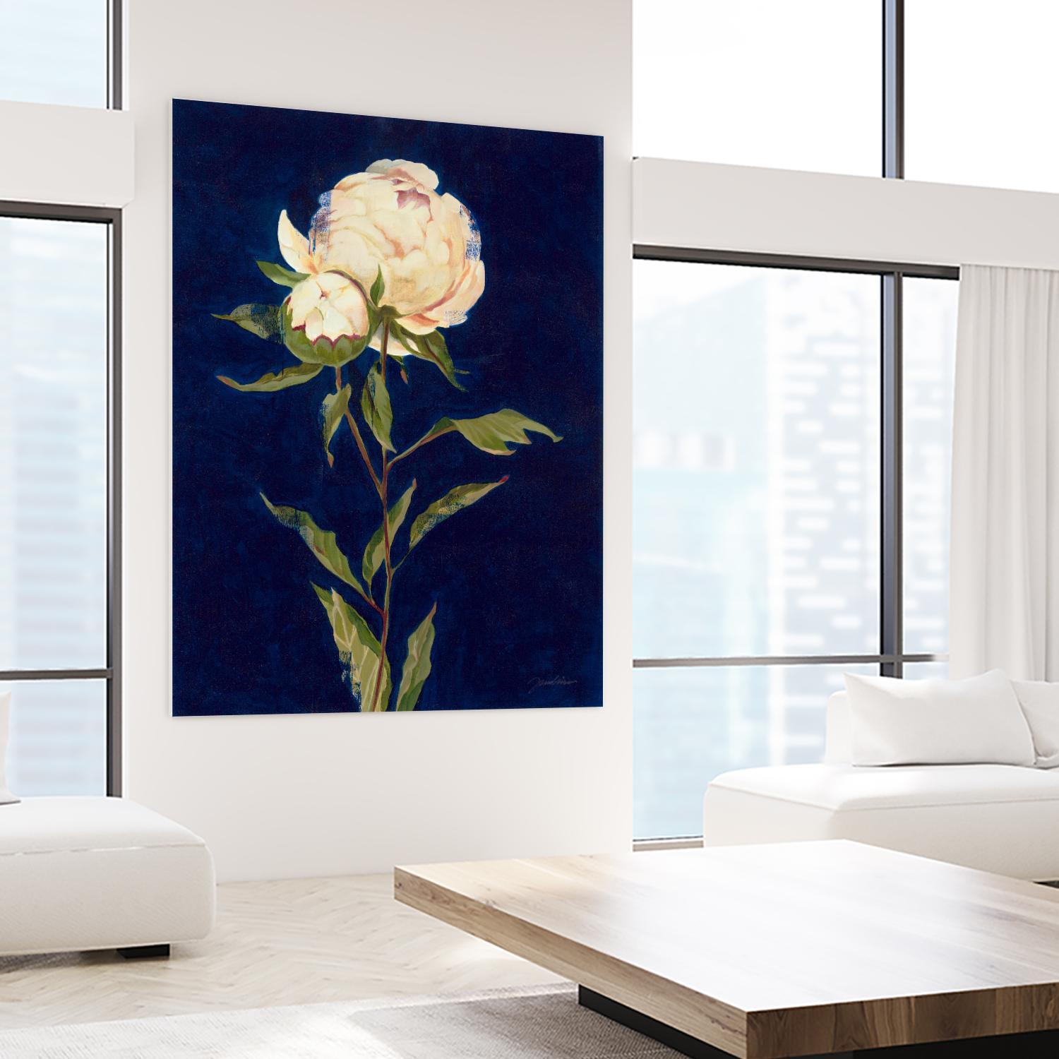 Pretty As A Peony II by Liz Jardine on GIANT ART - blues botanical peony