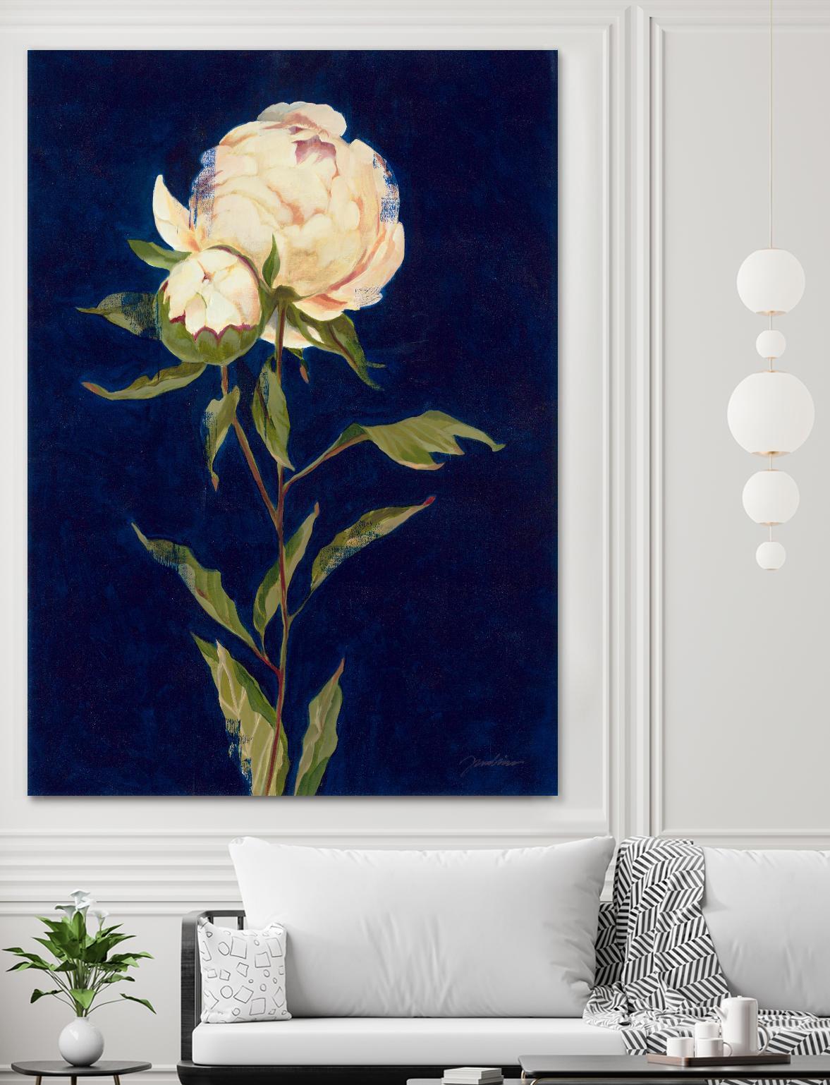 Pretty As A Peony II by Liz Jardine on GIANT ART - blues botanical peony