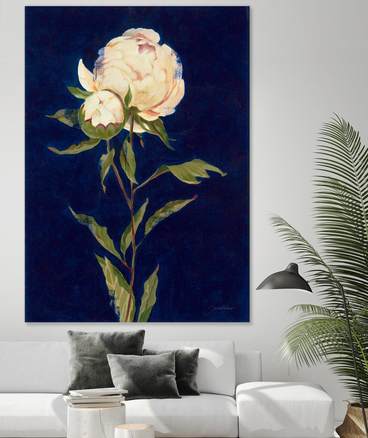 Pretty As A Peony II by Liz Jardine on GIANT ART - blues botanical peony