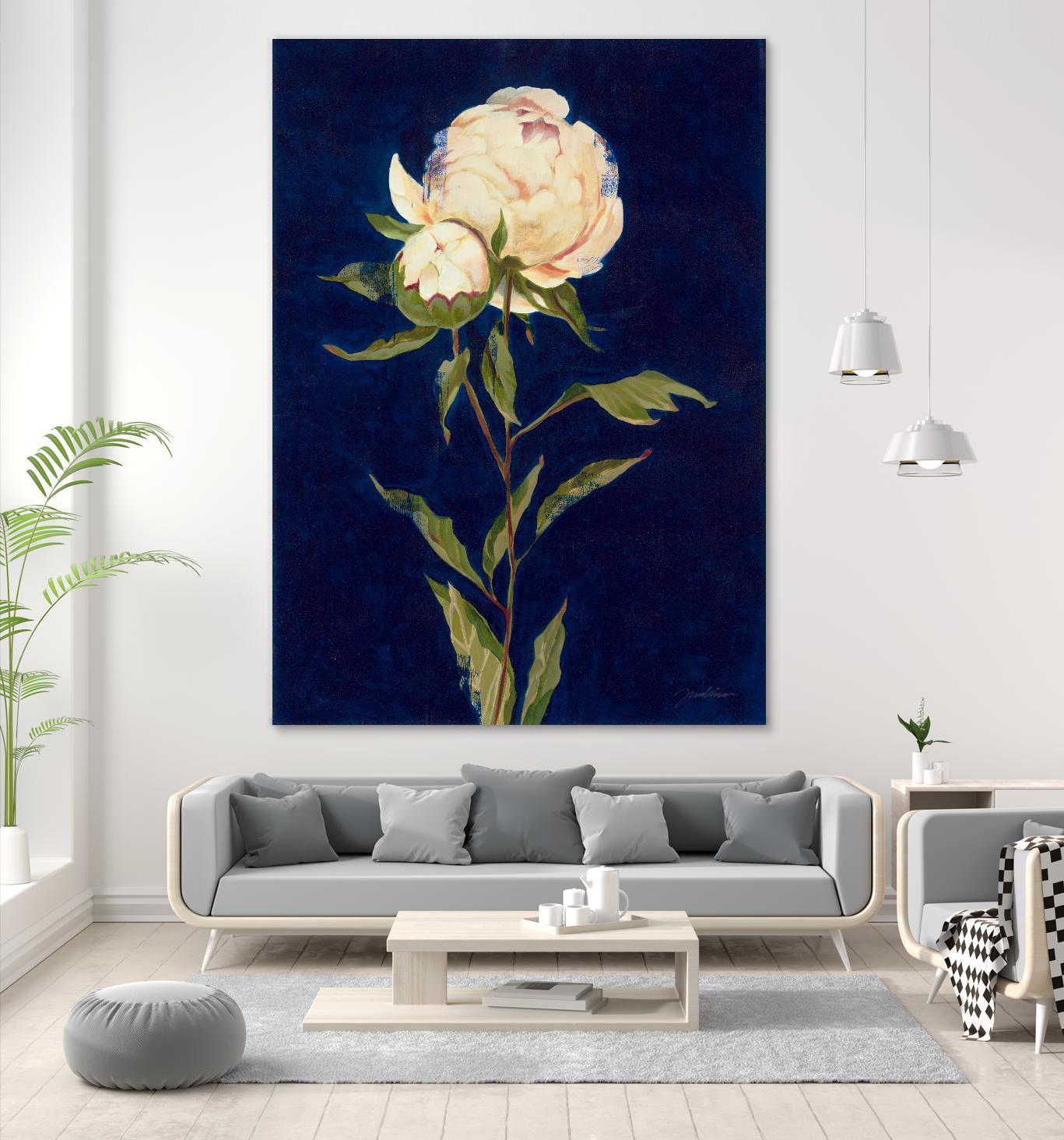 Pretty As A Peony II by Liz Jardine on GIANT ART - blues botanical peony