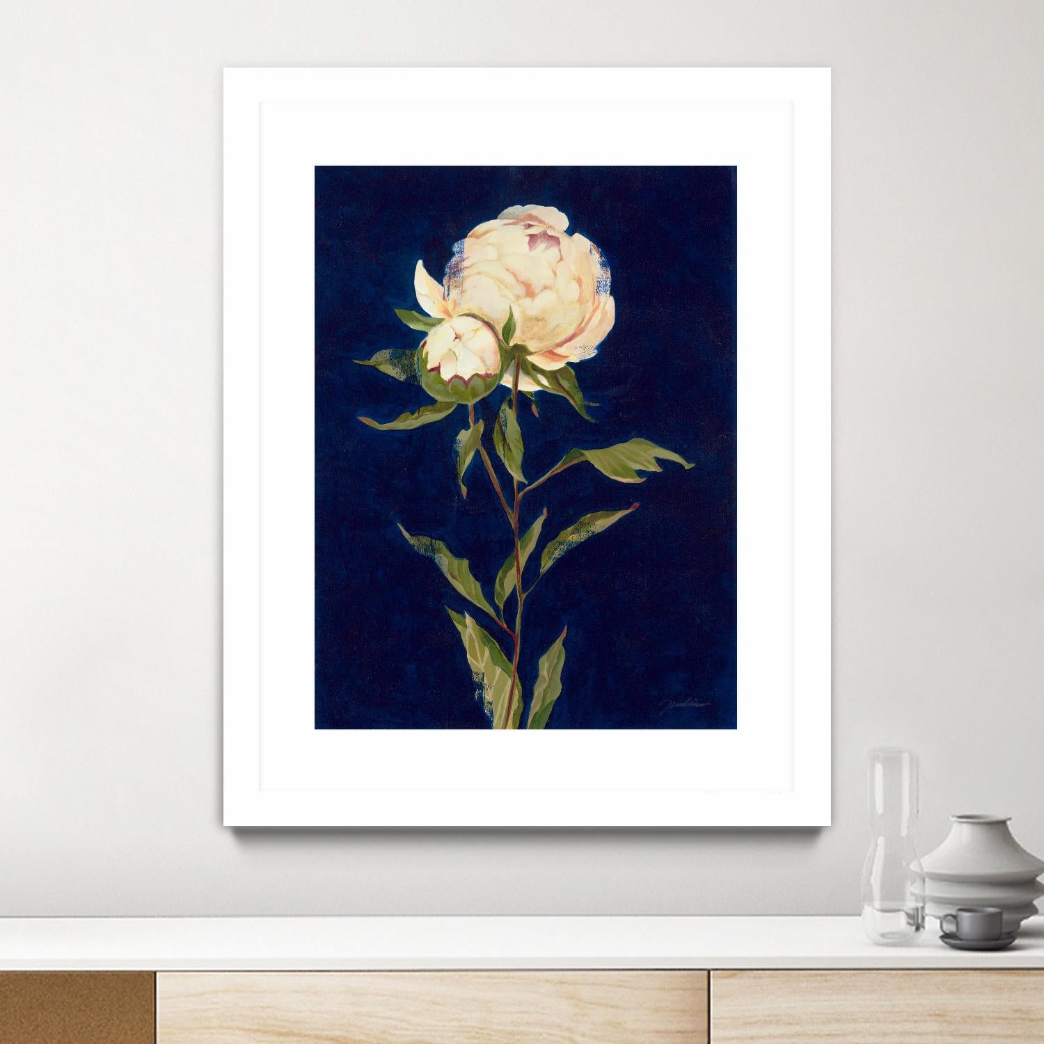 Pretty As A Peony II by Liz Jardine on GIANT ART - blues botanical peony