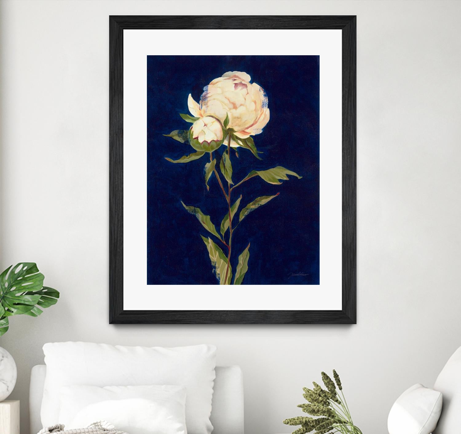 Pretty As A Peony II by Liz Jardine on GIANT ART - blues botanical peony