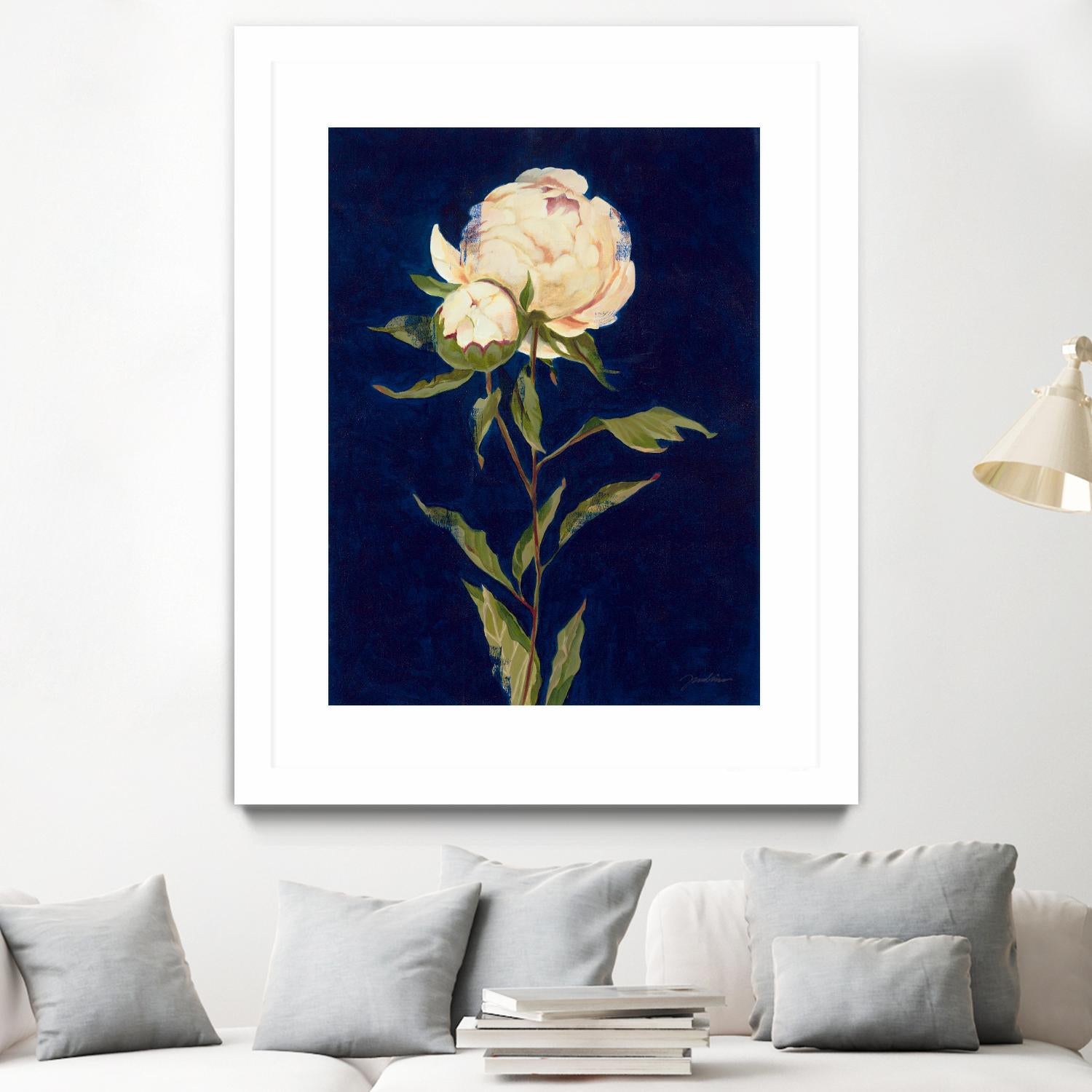 Pretty As A Peony II by Liz Jardine on GIANT ART - blues botanical peony