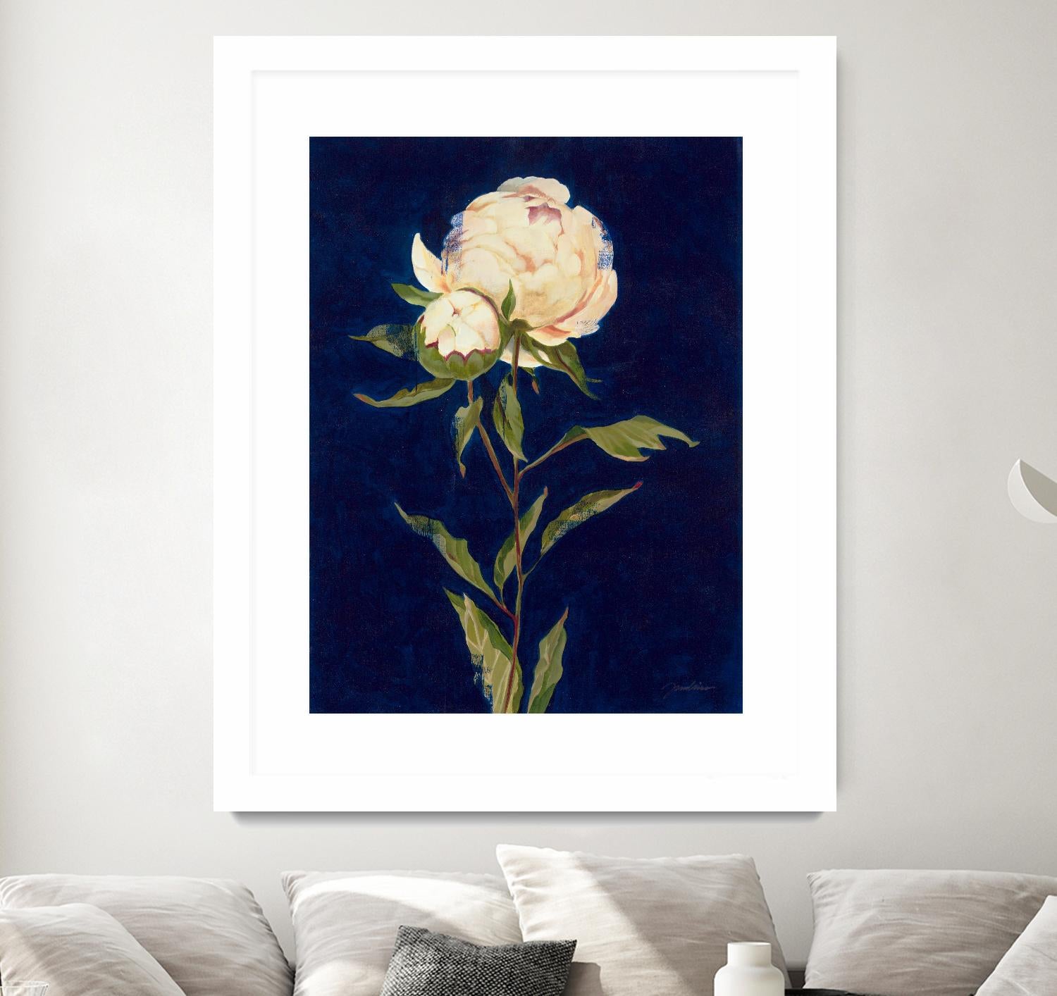 Pretty As A Peony II by Liz Jardine on GIANT ART - blues botanical peony