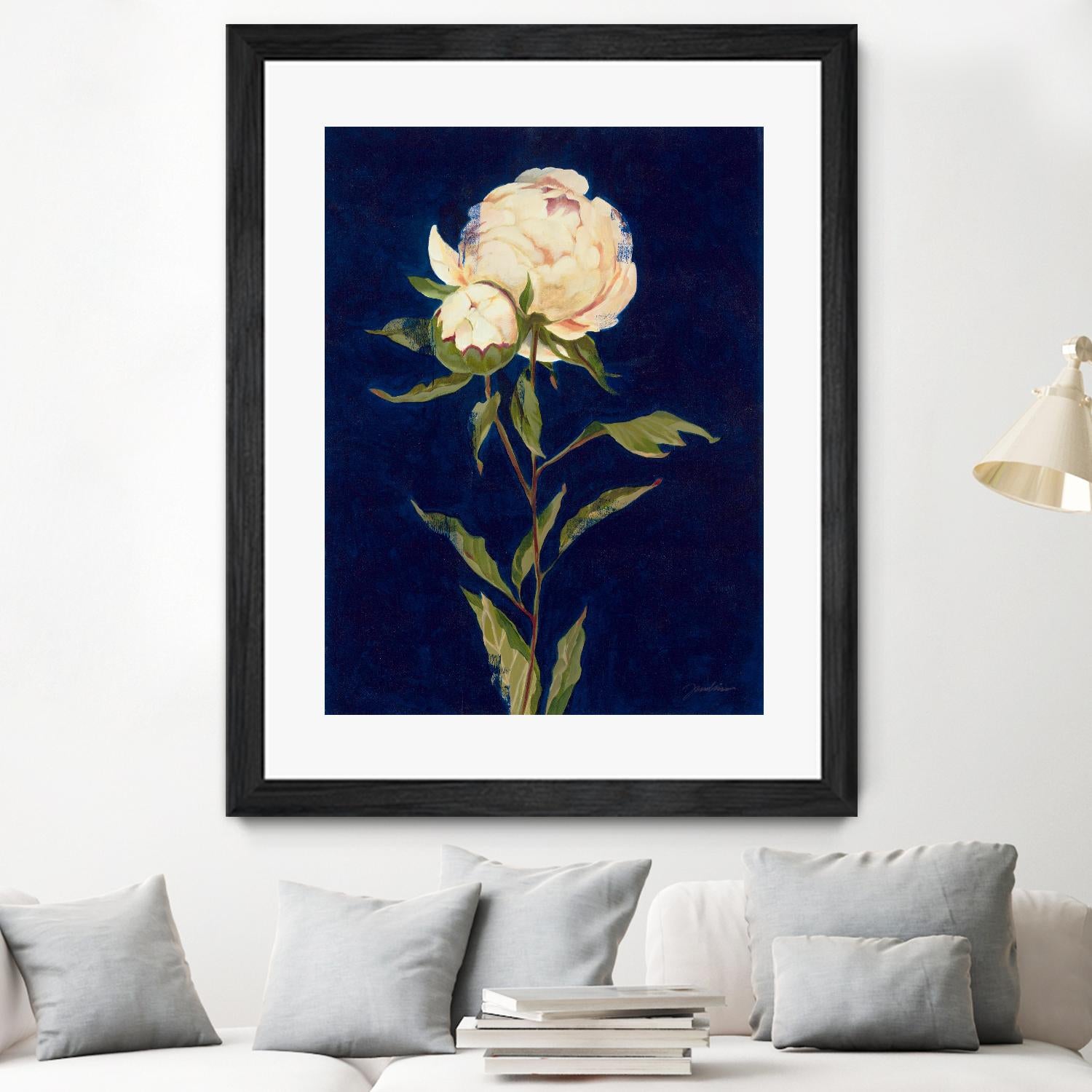 Pretty As A Peony II by Liz Jardine on GIANT ART - blues botanical peony