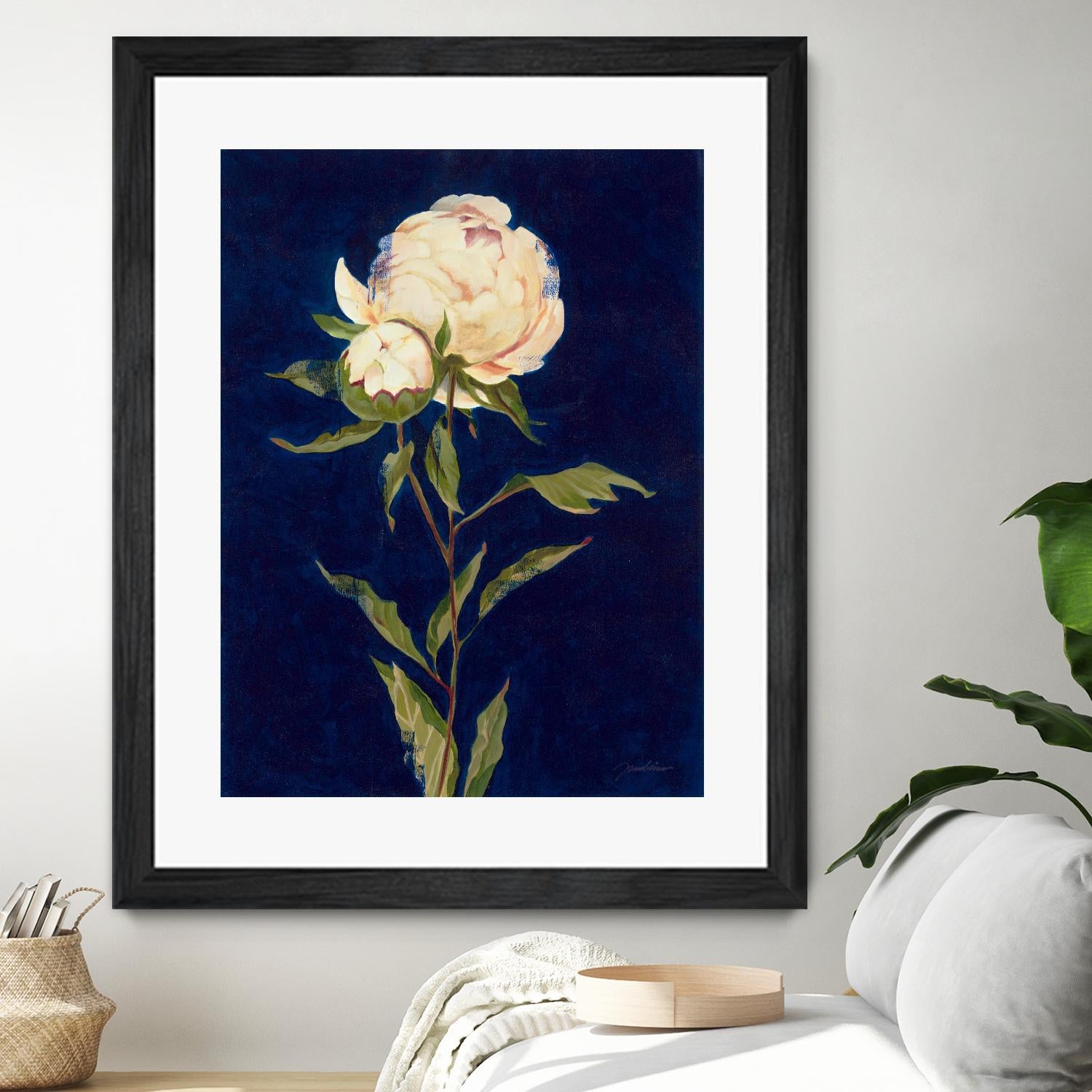Pretty As A Peony II by Liz Jardine on GIANT ART - blues botanical peony