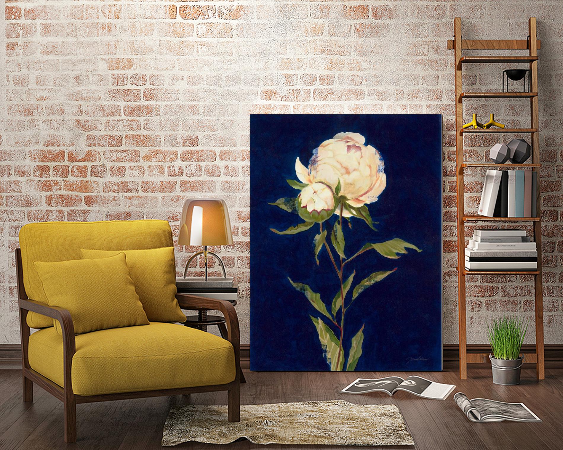 Pretty As A Peony II by Liz Jardine on GIANT ART - blues botanical peony