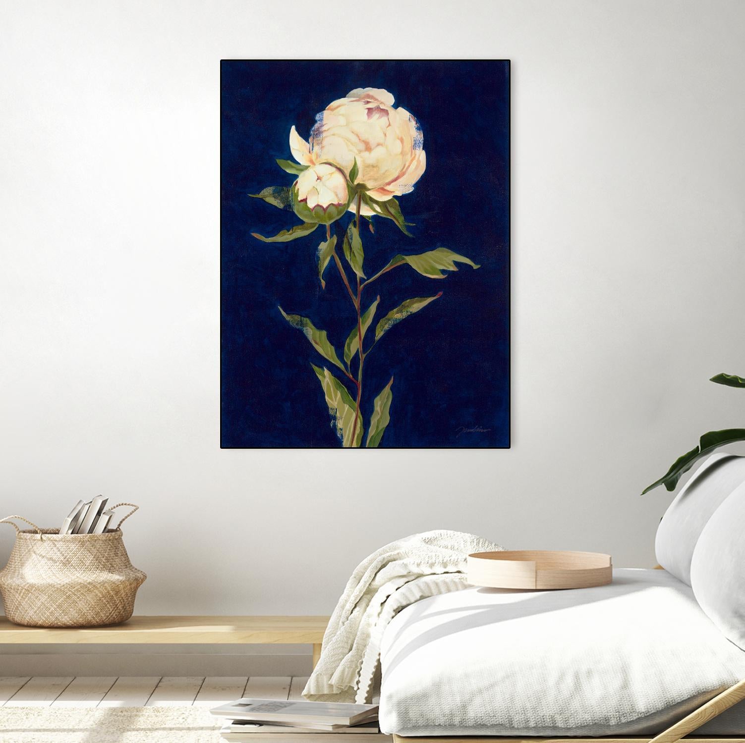 Pretty As A Peony II by Liz Jardine on GIANT ART - blues botanical peony