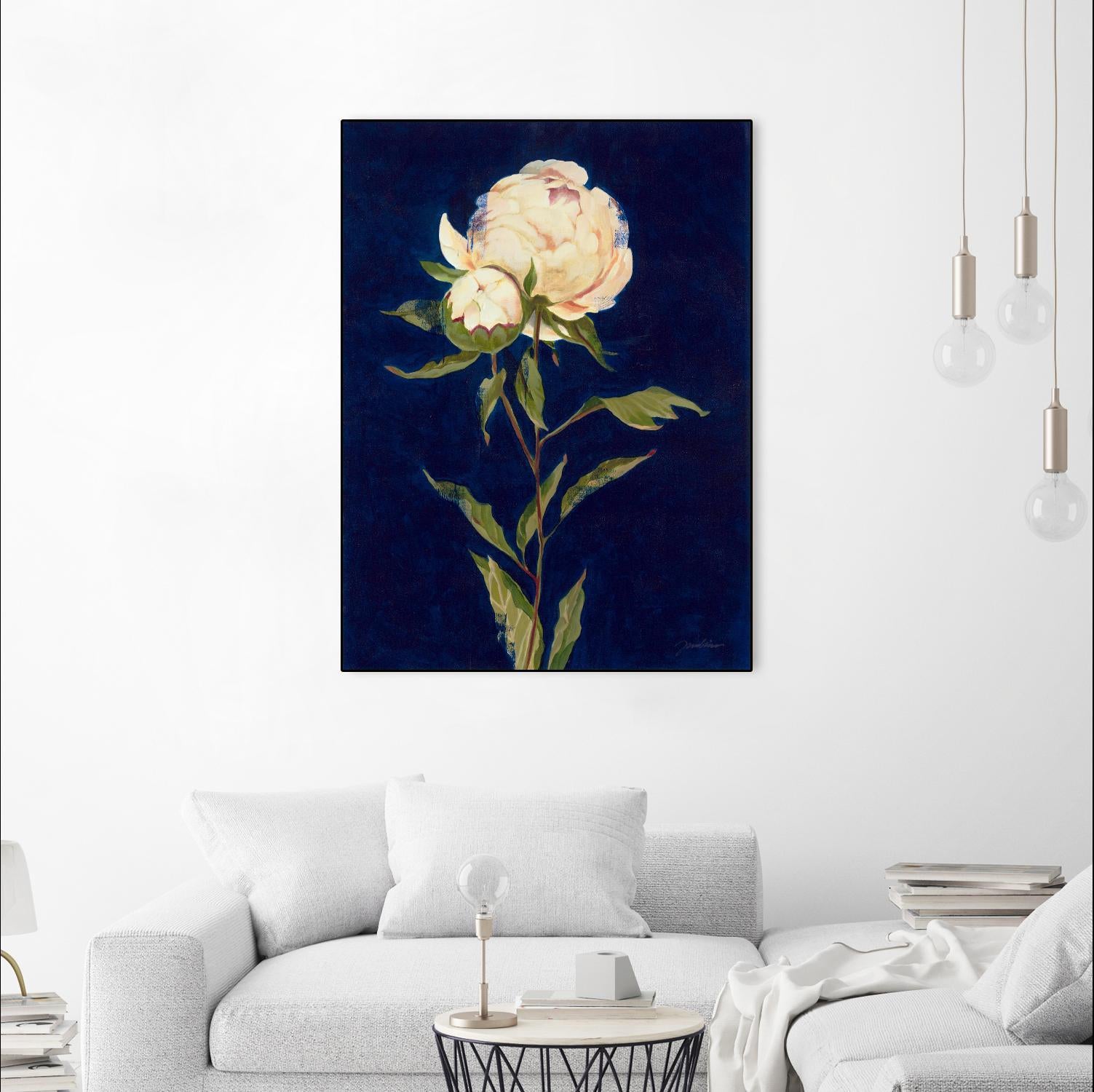 Pretty As A Peony II by Liz Jardine on GIANT ART - blues botanical peony