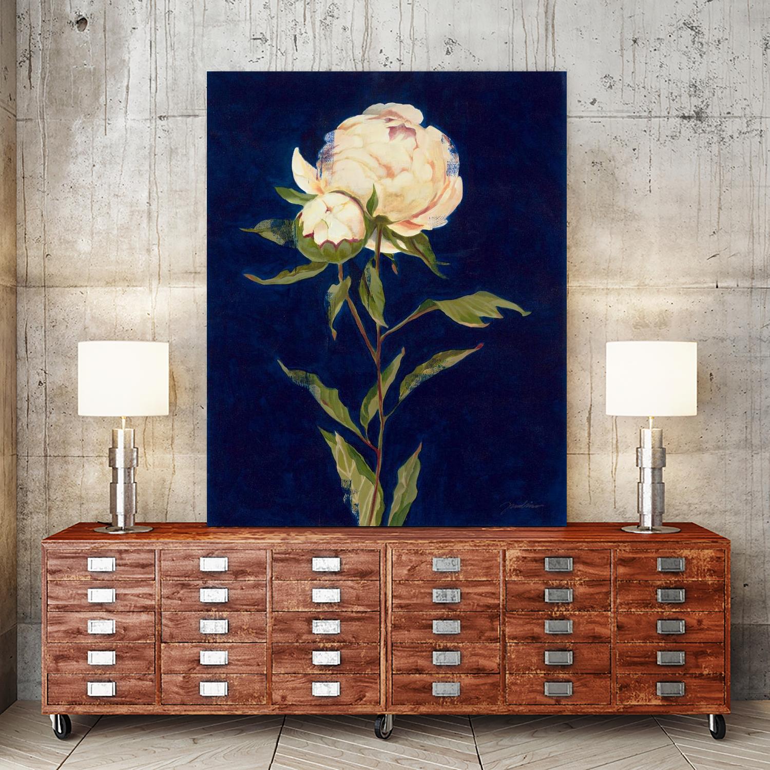 Pretty As A Peony II by Liz Jardine on GIANT ART - blues botanical peony
