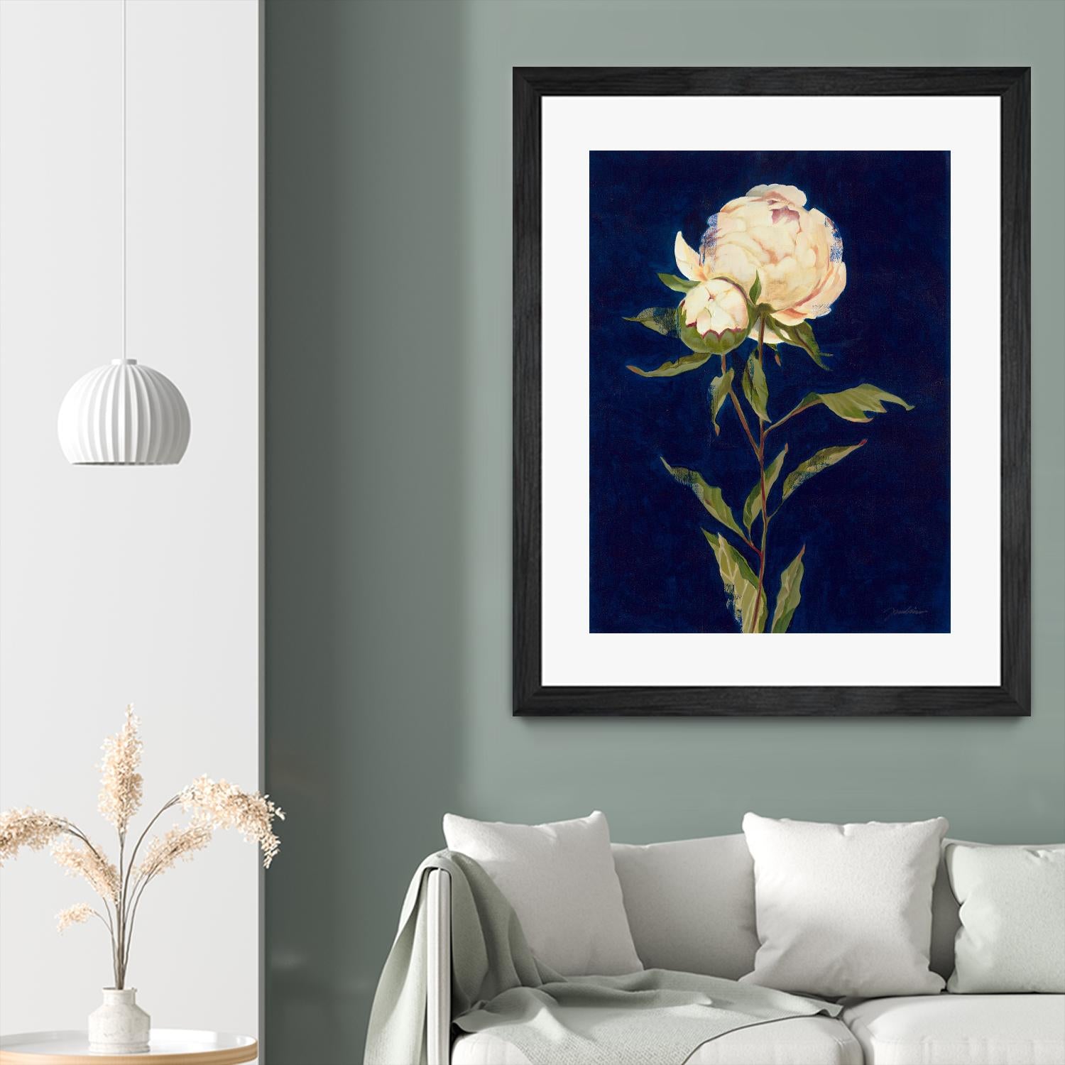 Pretty As A Peony II by Liz Jardine on GIANT ART - blues botanical peony