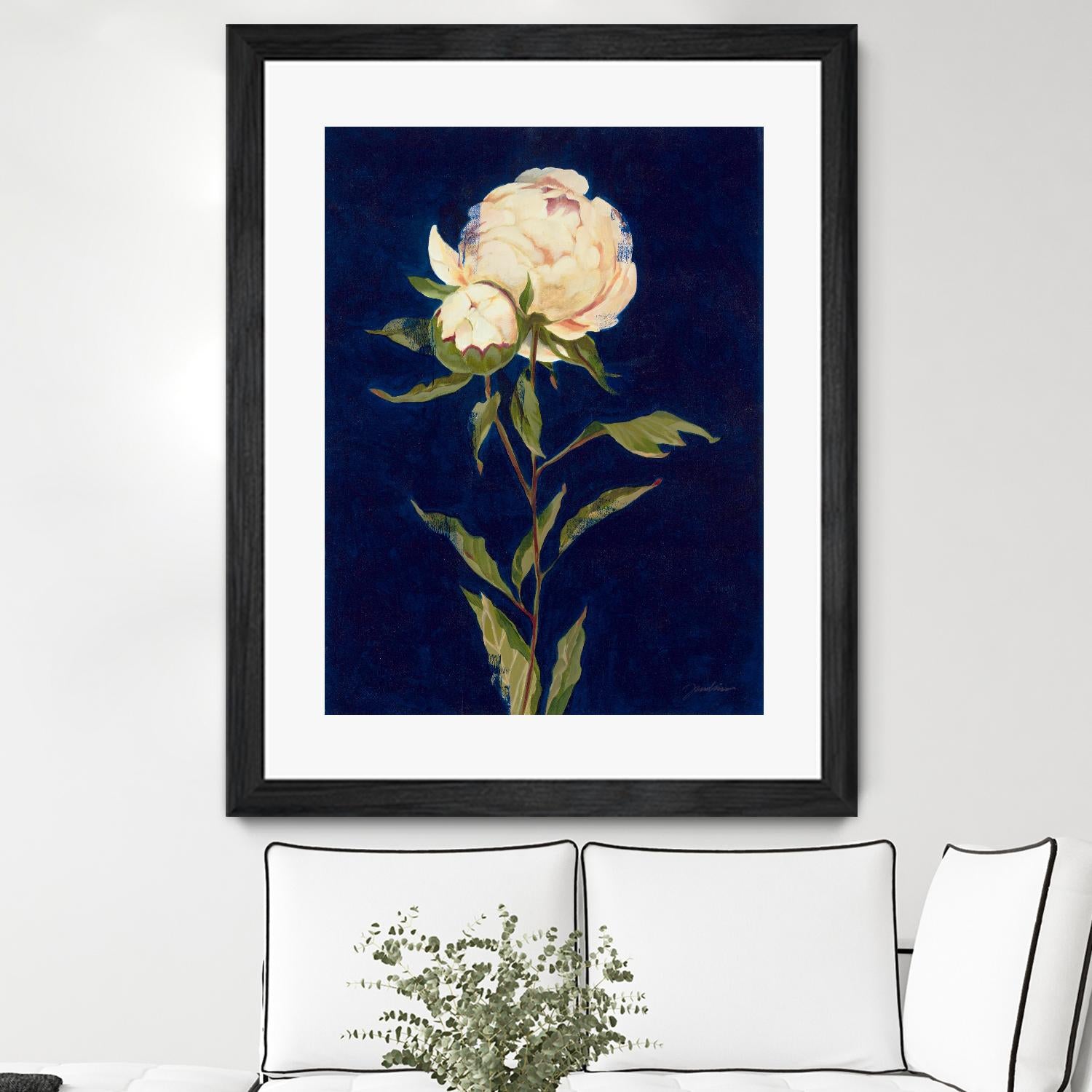 Pretty As A Peony II by Liz Jardine on GIANT ART - blues botanical peony
