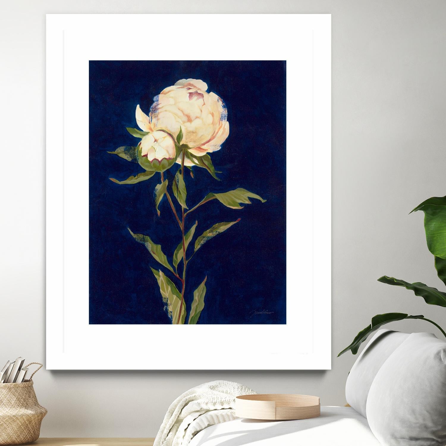 Pretty As A Peony II by Liz Jardine on GIANT ART - blues botanical peony